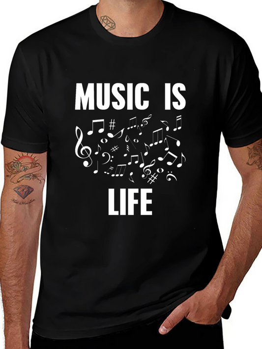 Music is Life Black Graphic Tee