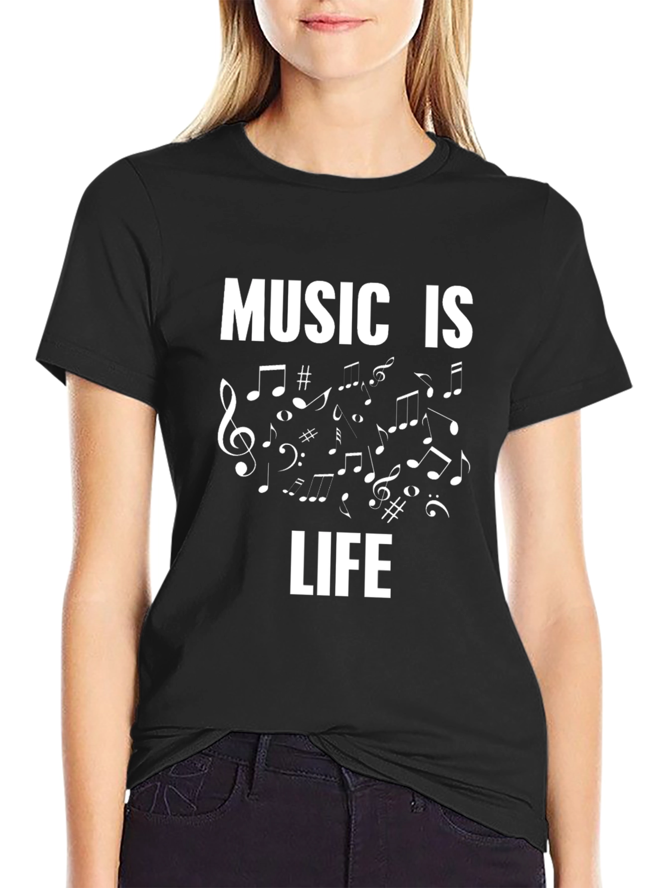 Music is Life Black Graphic Tee