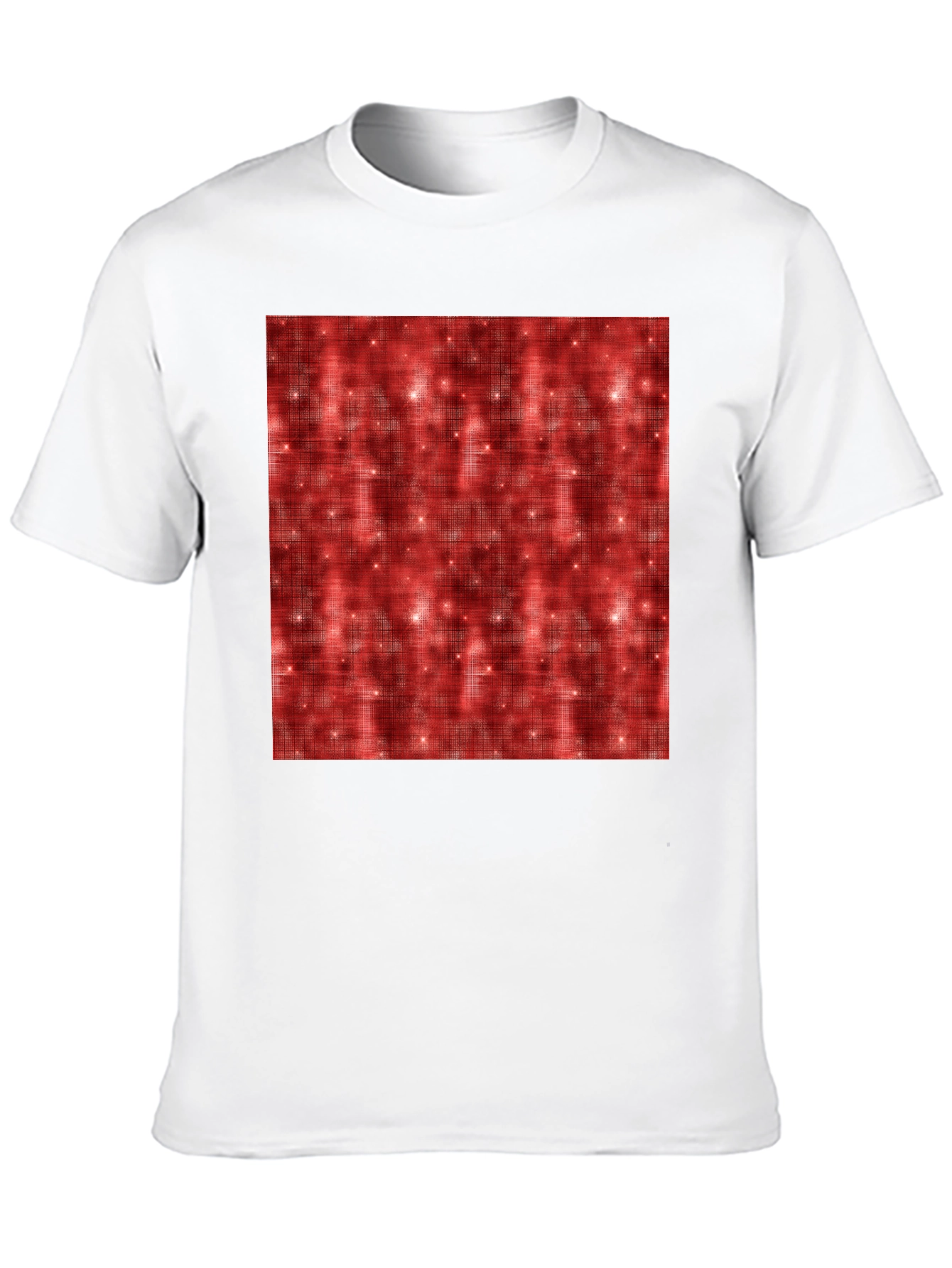 Patterned Red Sparkle Graphic Black T-Shirt