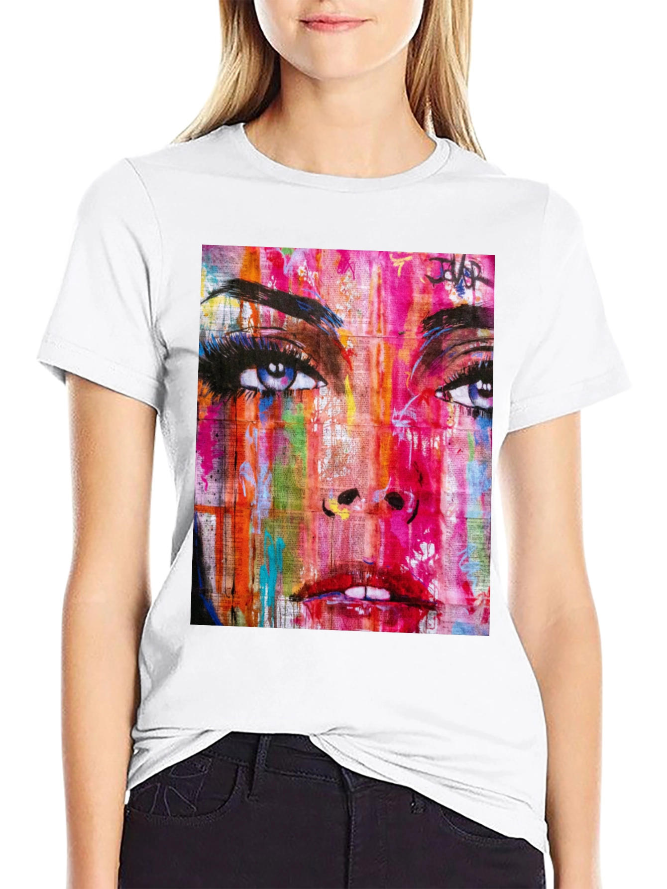 Abstract Woman Graphic Print Black T-Shirt