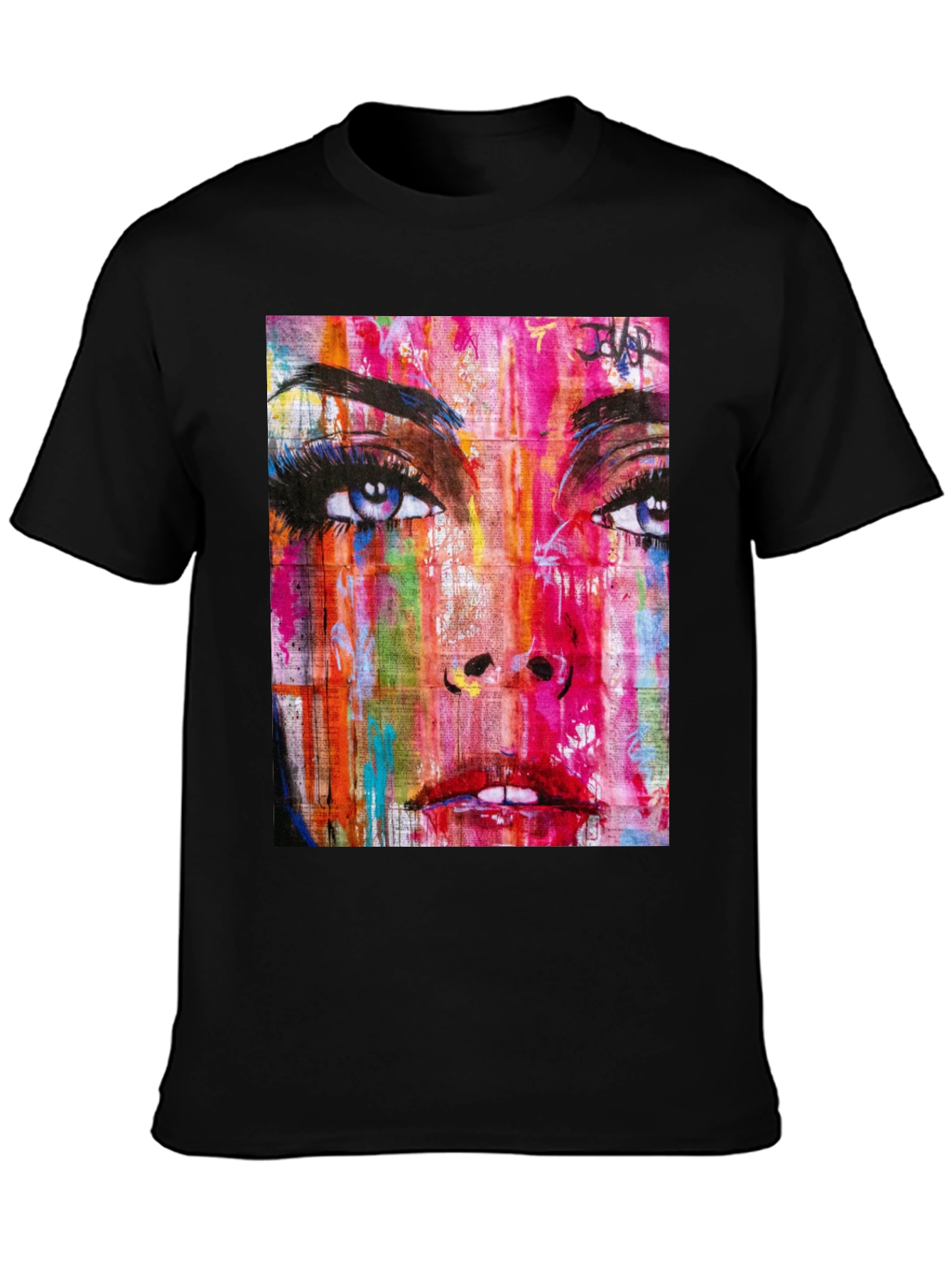 Abstract Woman Graphic Print Black T-Shirt