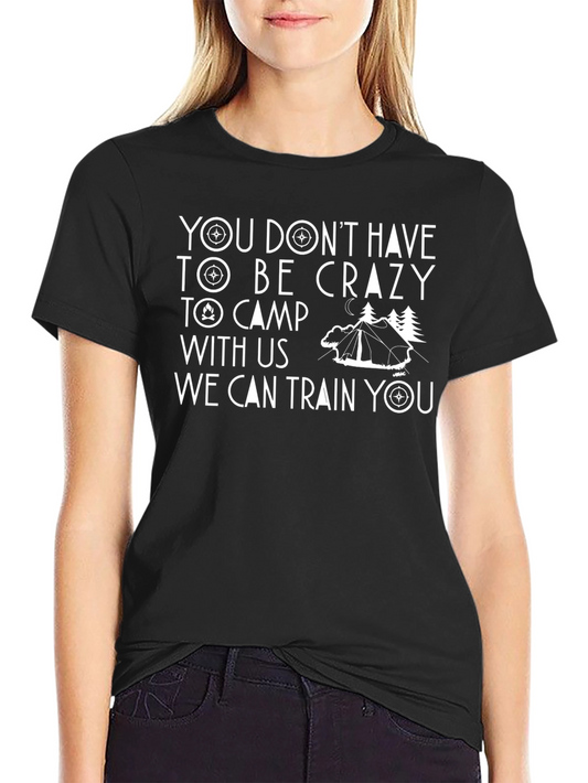 Crazy to Camp? Black Graphic Tee for Outdoor Lovers