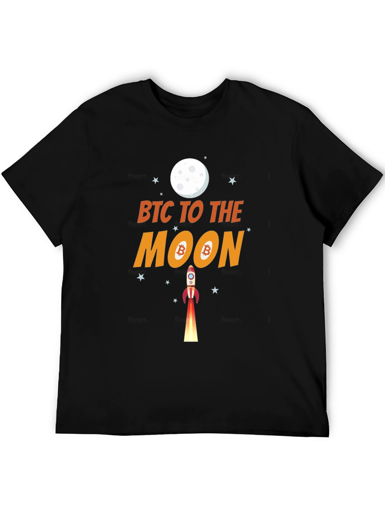 Bitcoin To The Moon Black Graphic T-Shirt