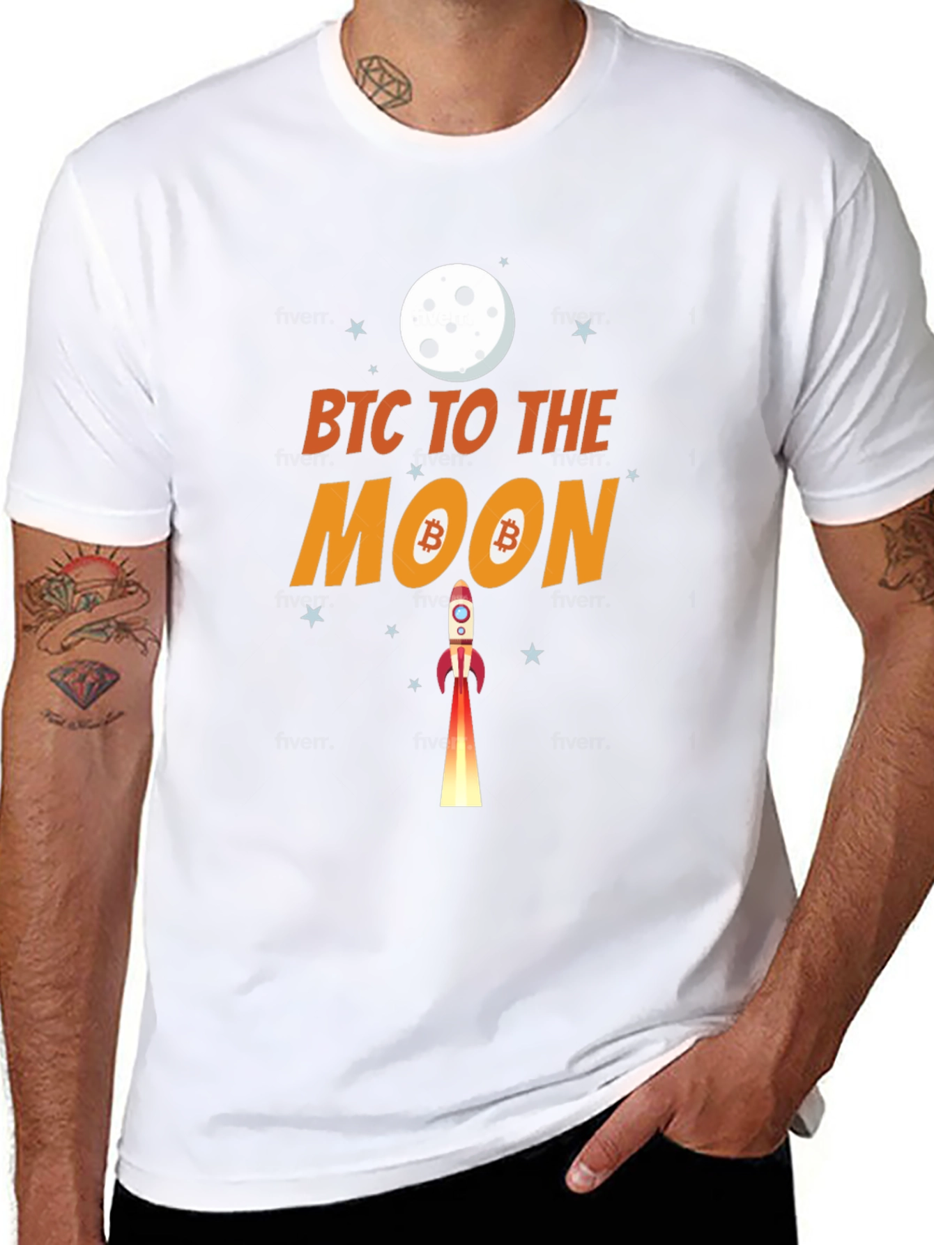 Bitcoin To The Moon Black Graphic T-Shirt