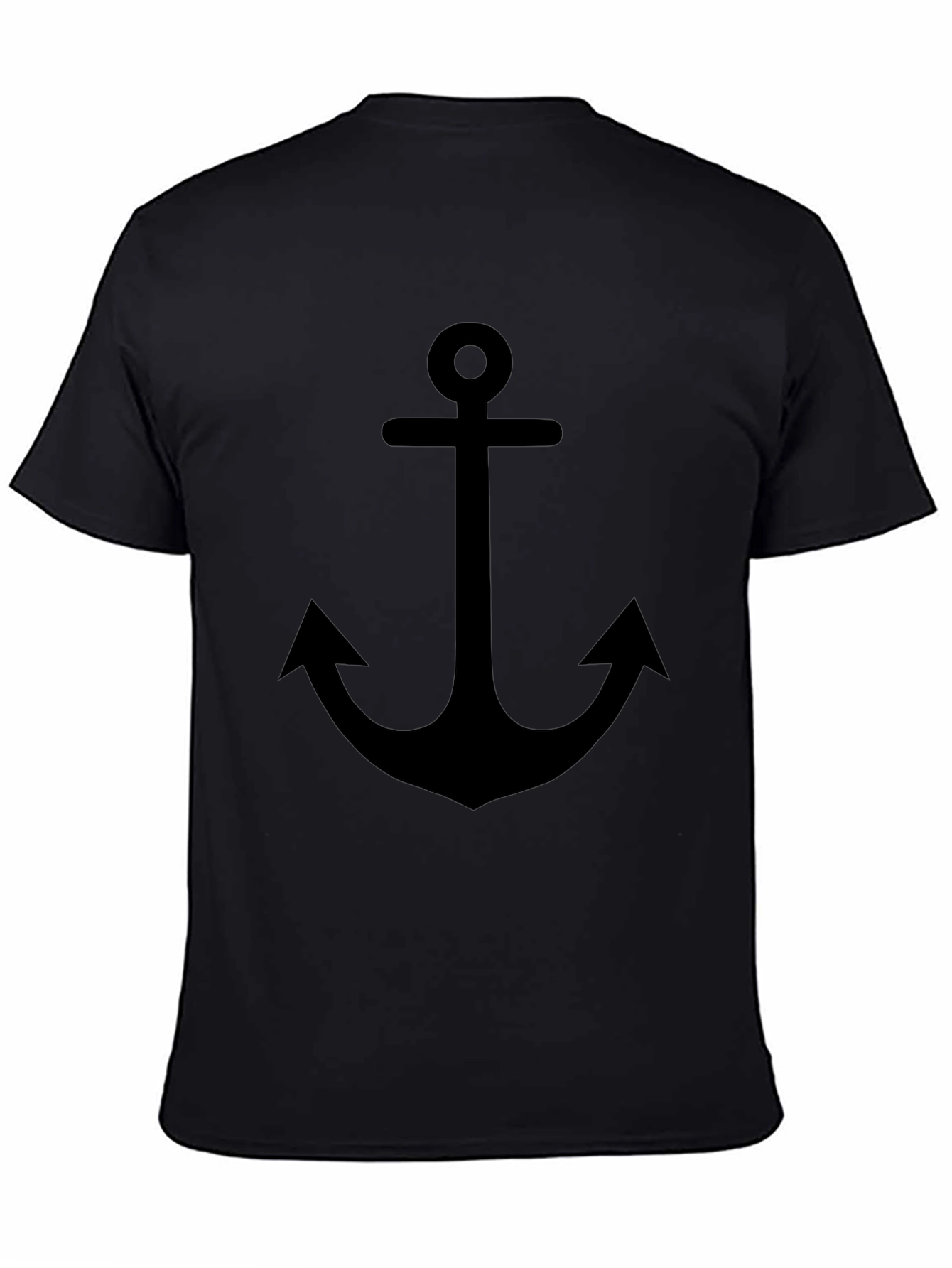 Mens Black Anchor Graphic Tee - Nautical Style