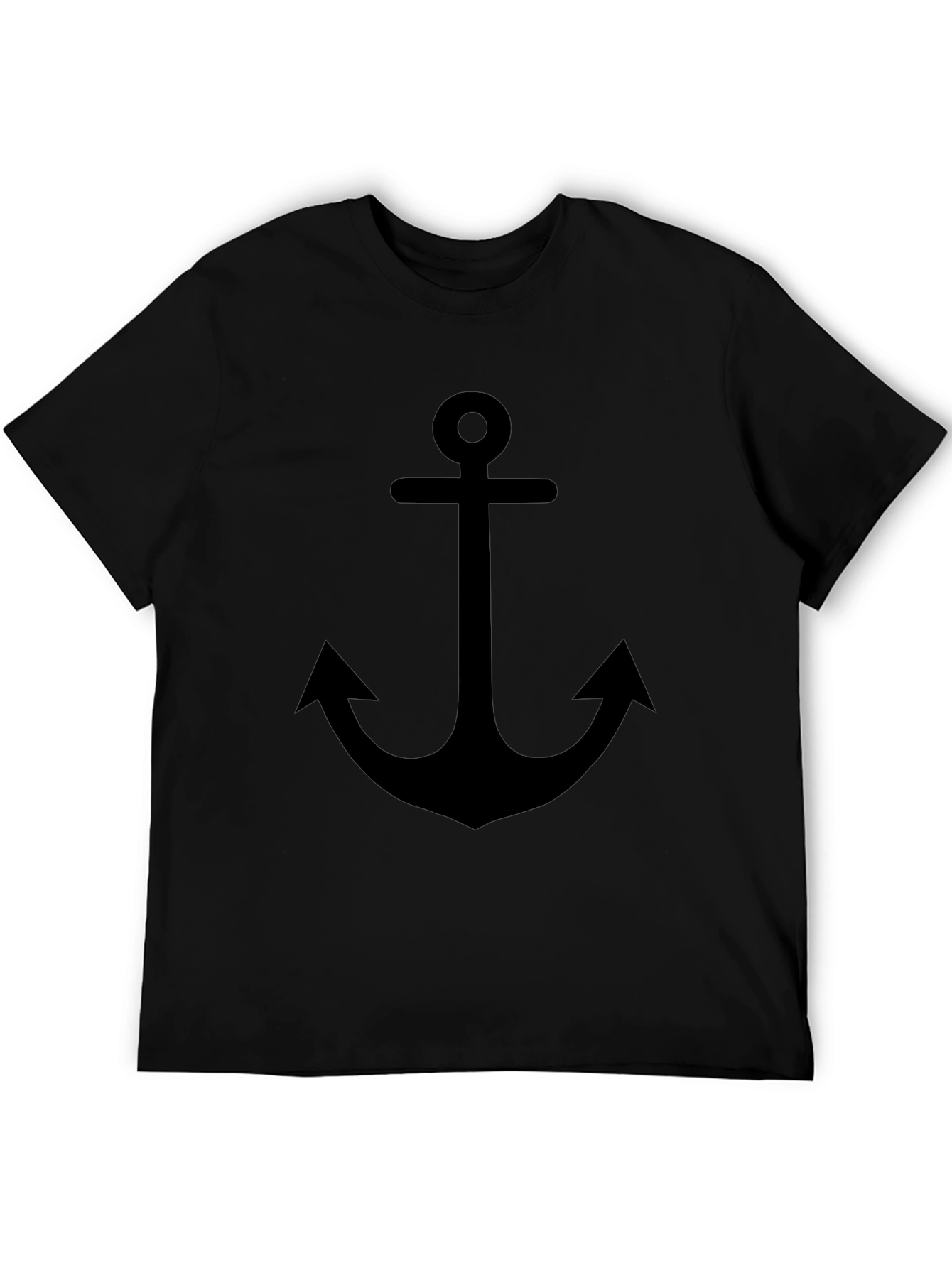 Mens Black Anchor Graphic Tee - Nautical Style