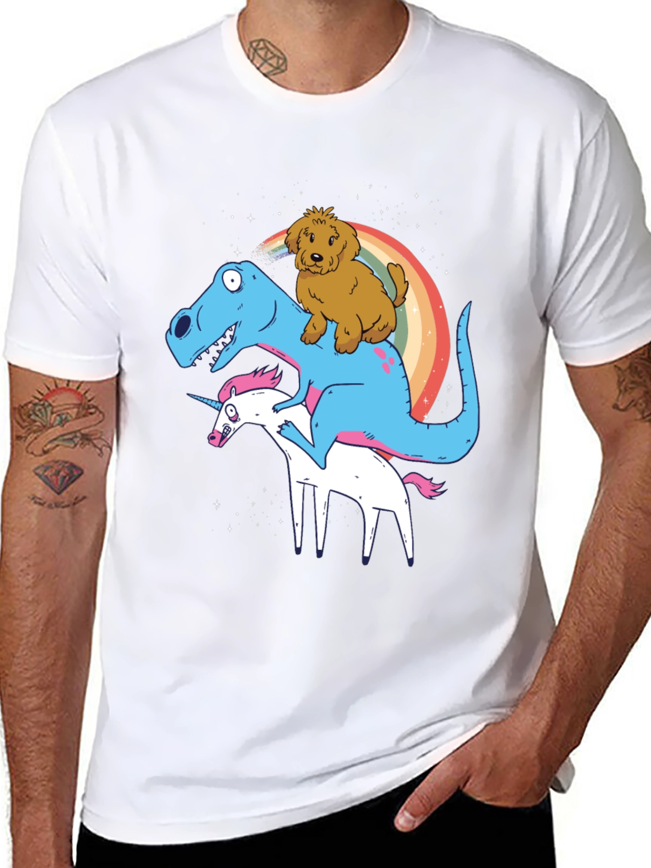 Dino Unicorn Dog Graphic T-Shirt
