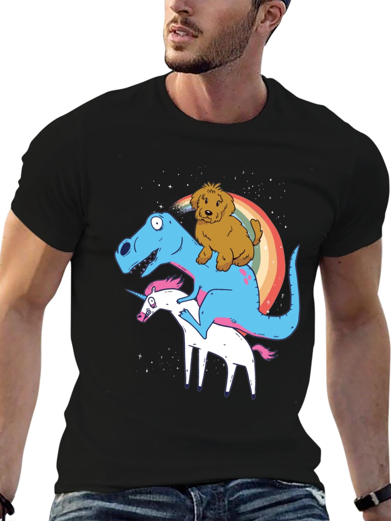 Dino Unicorn Dog Graphic T-Shirt