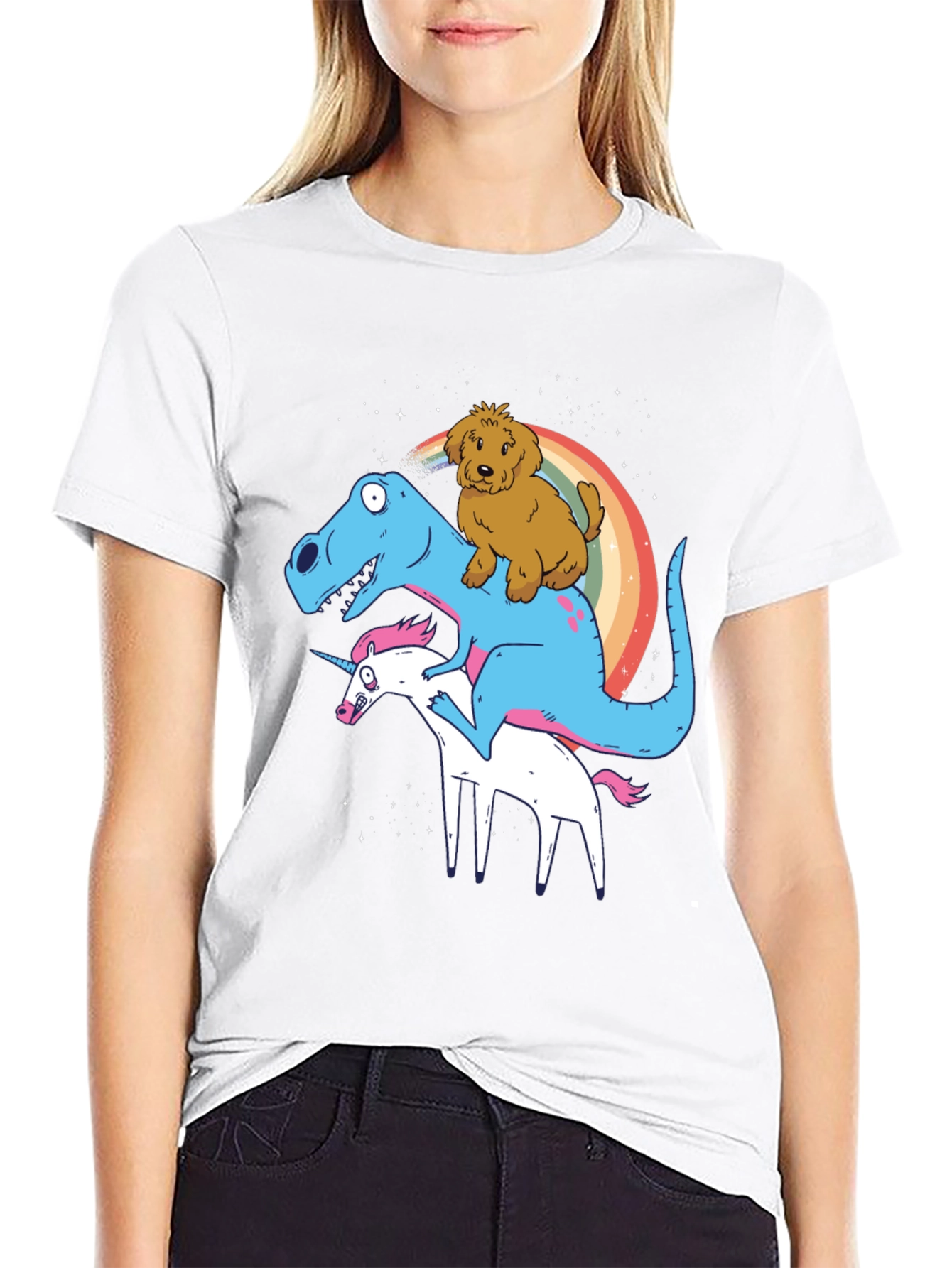 Dino Unicorn Dog Graphic T-Shirt