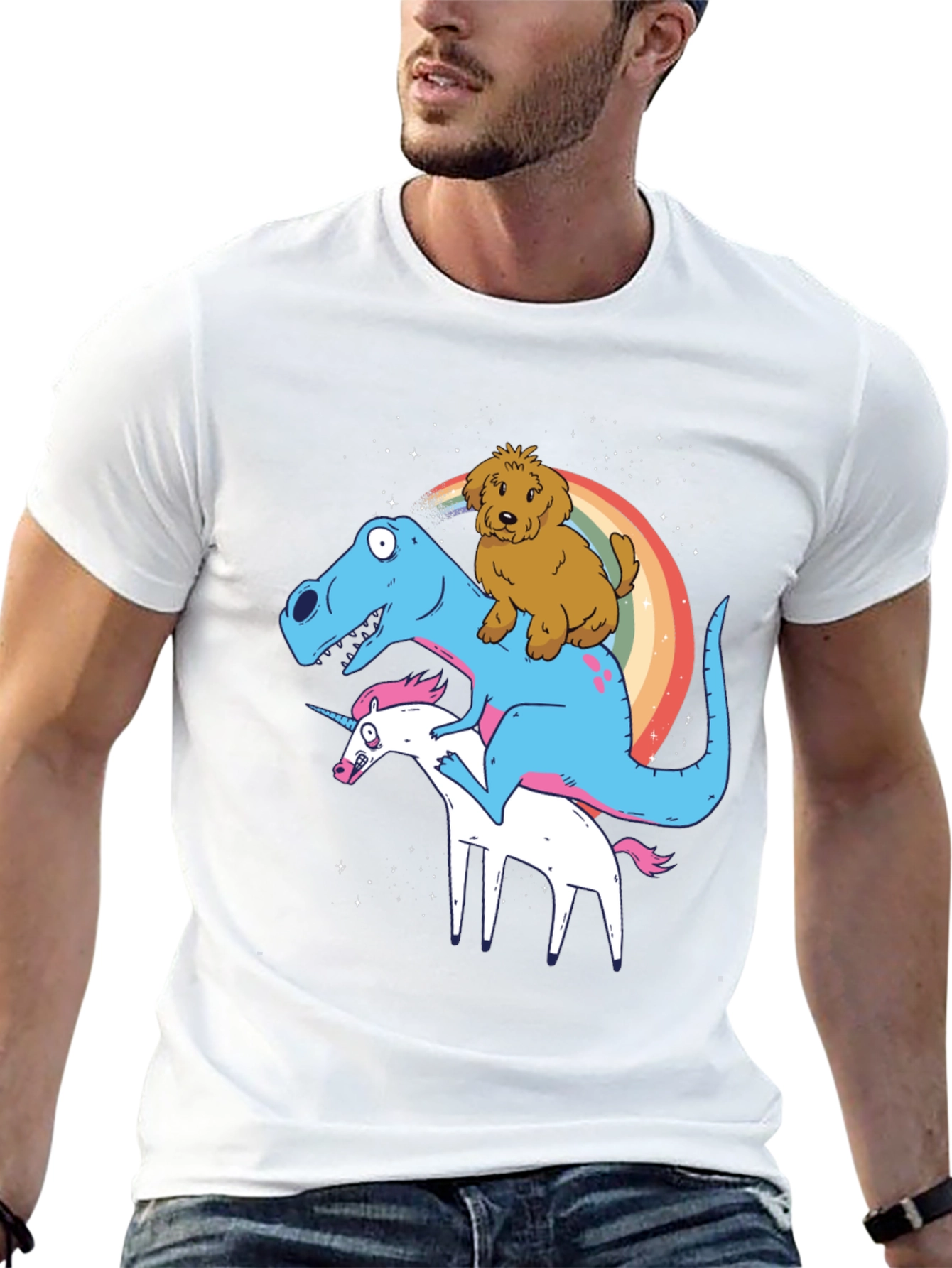 Dino Unicorn Dog Graphic T-Shirt