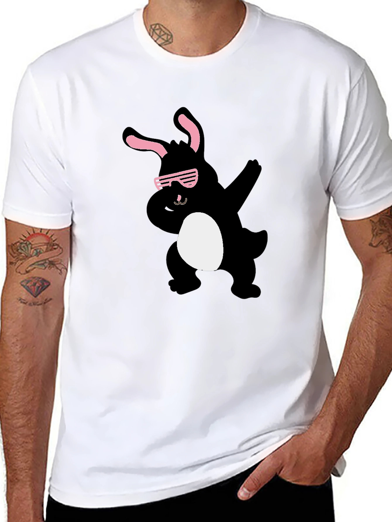 Cool Bunny Dab T-Shirt - Black Cotton Tee