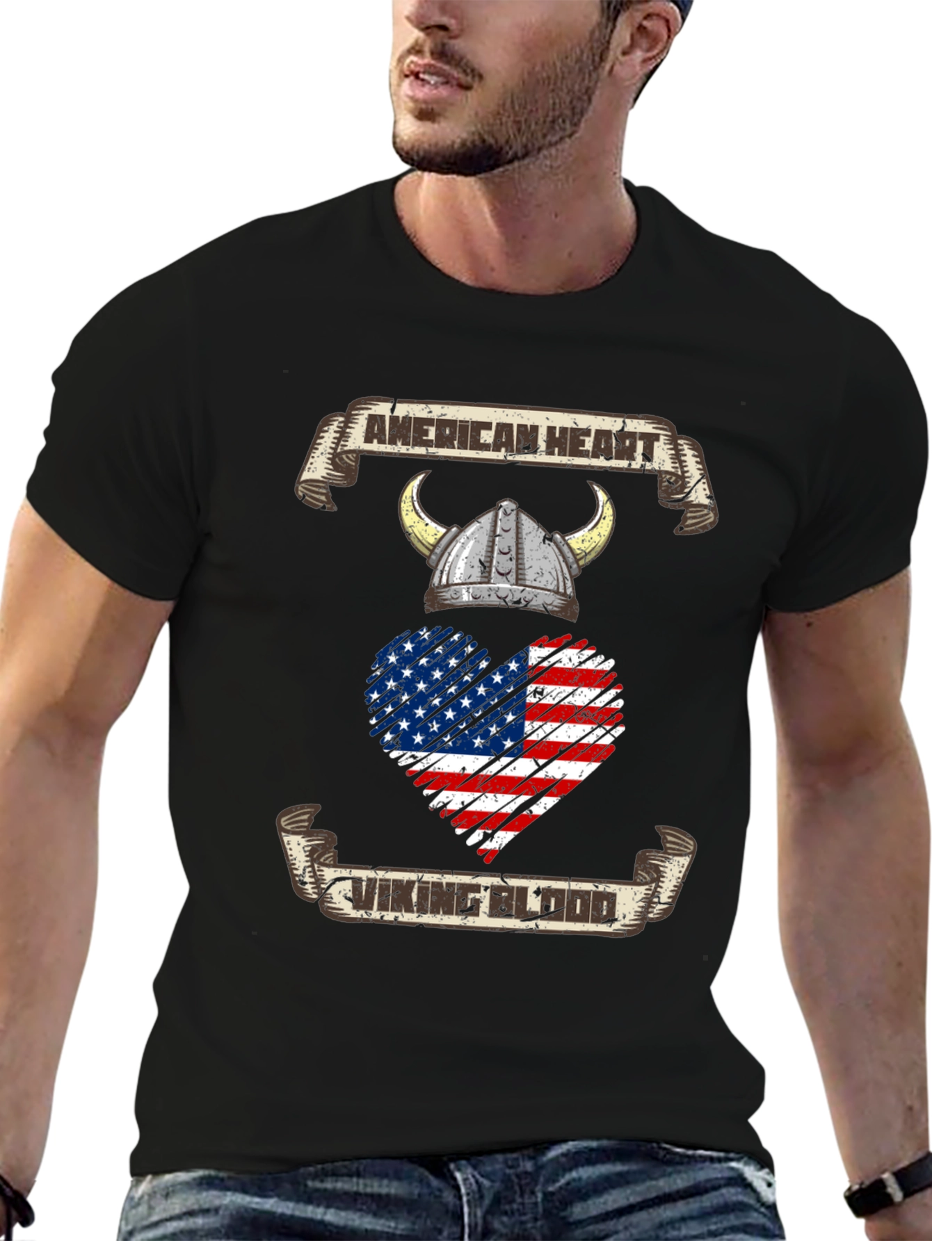 American Heart Viking Blood Graphic T-Shirt