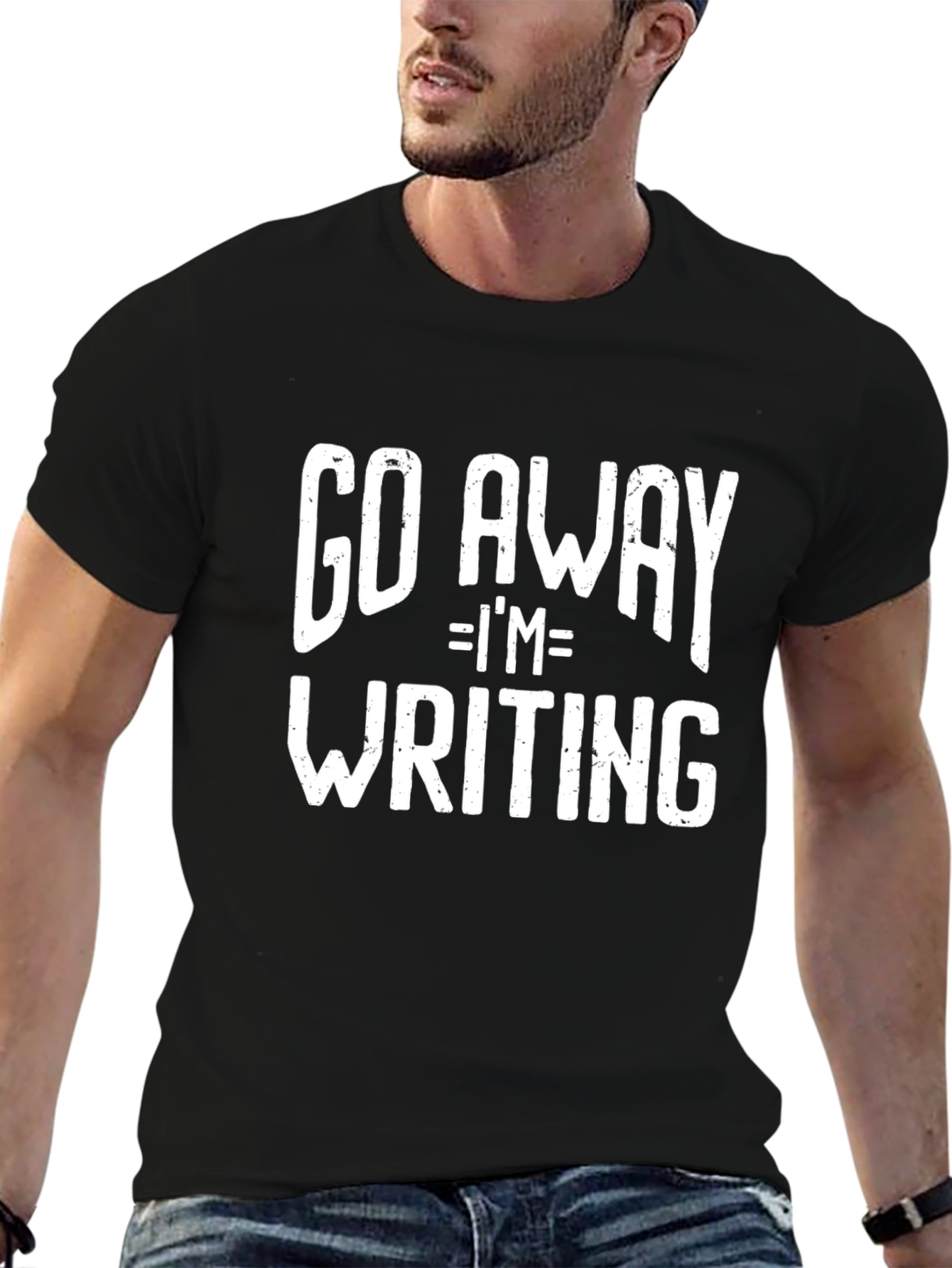 Go Away Im Writing T-Shirt - Black Graphic Tee