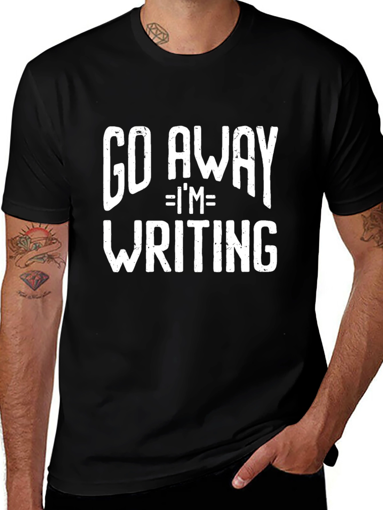 Go Away Im Writing T-Shirt - Black Graphic Tee