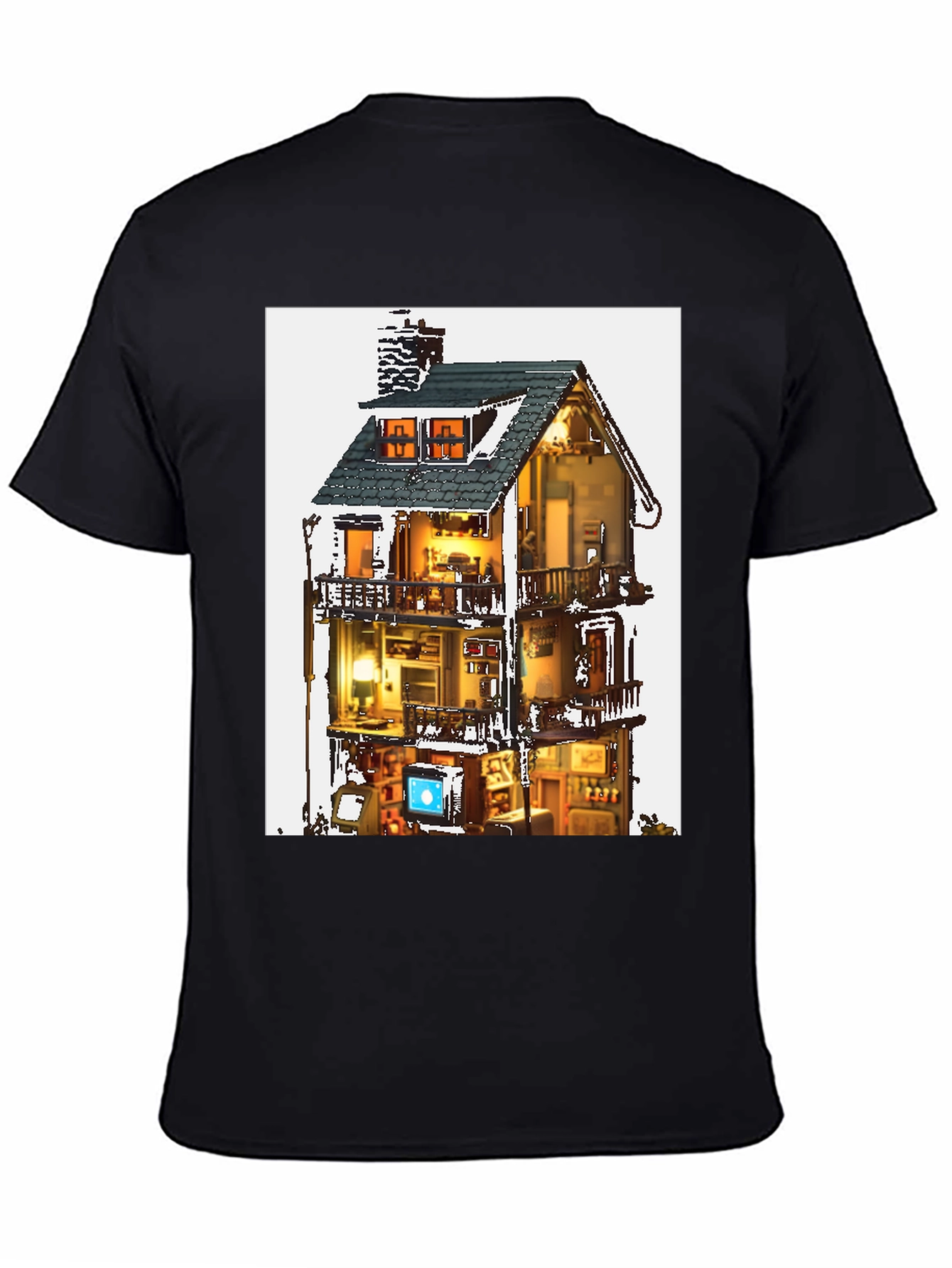 Architectural Dollhouse Graphic Tee - Black