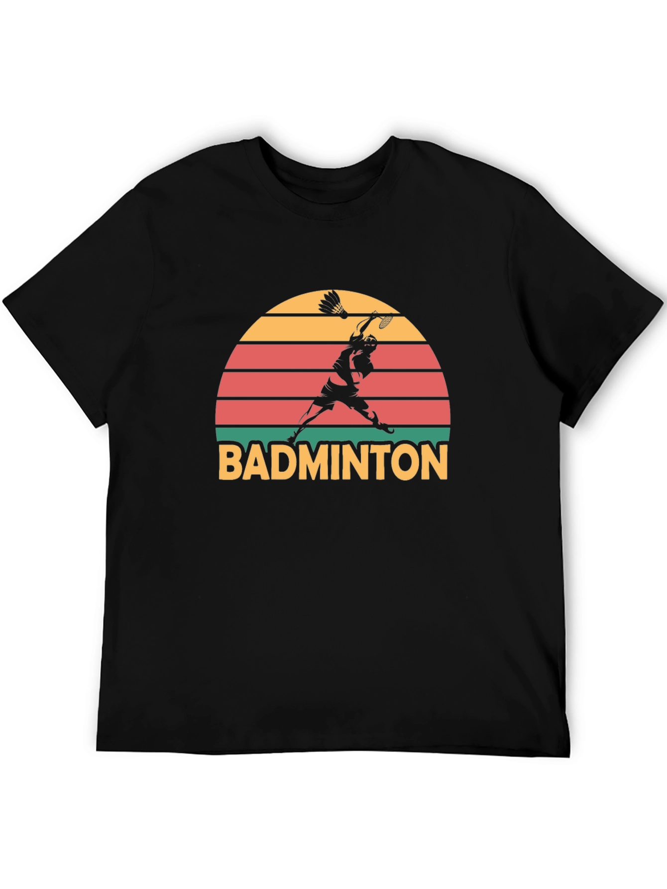Retro Badminton Sunset Graphic T-Shirt