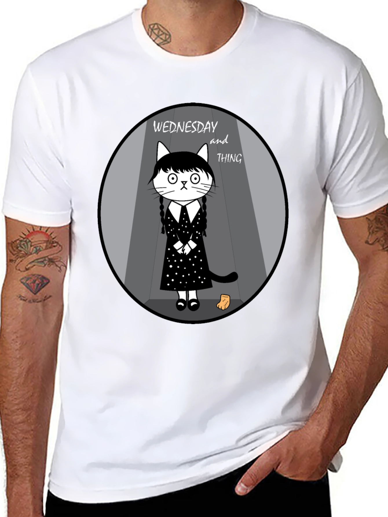 Wednesday and Thing Cat T-Shirt
