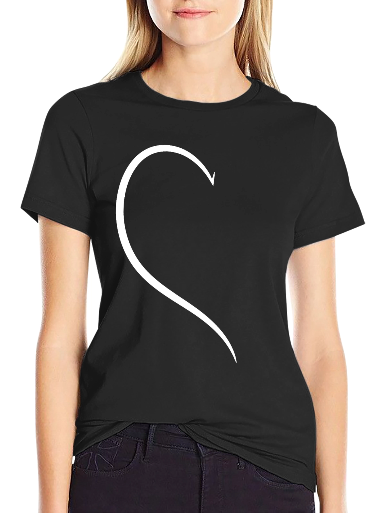Matching Half Heart Couple T-Shirt - Black