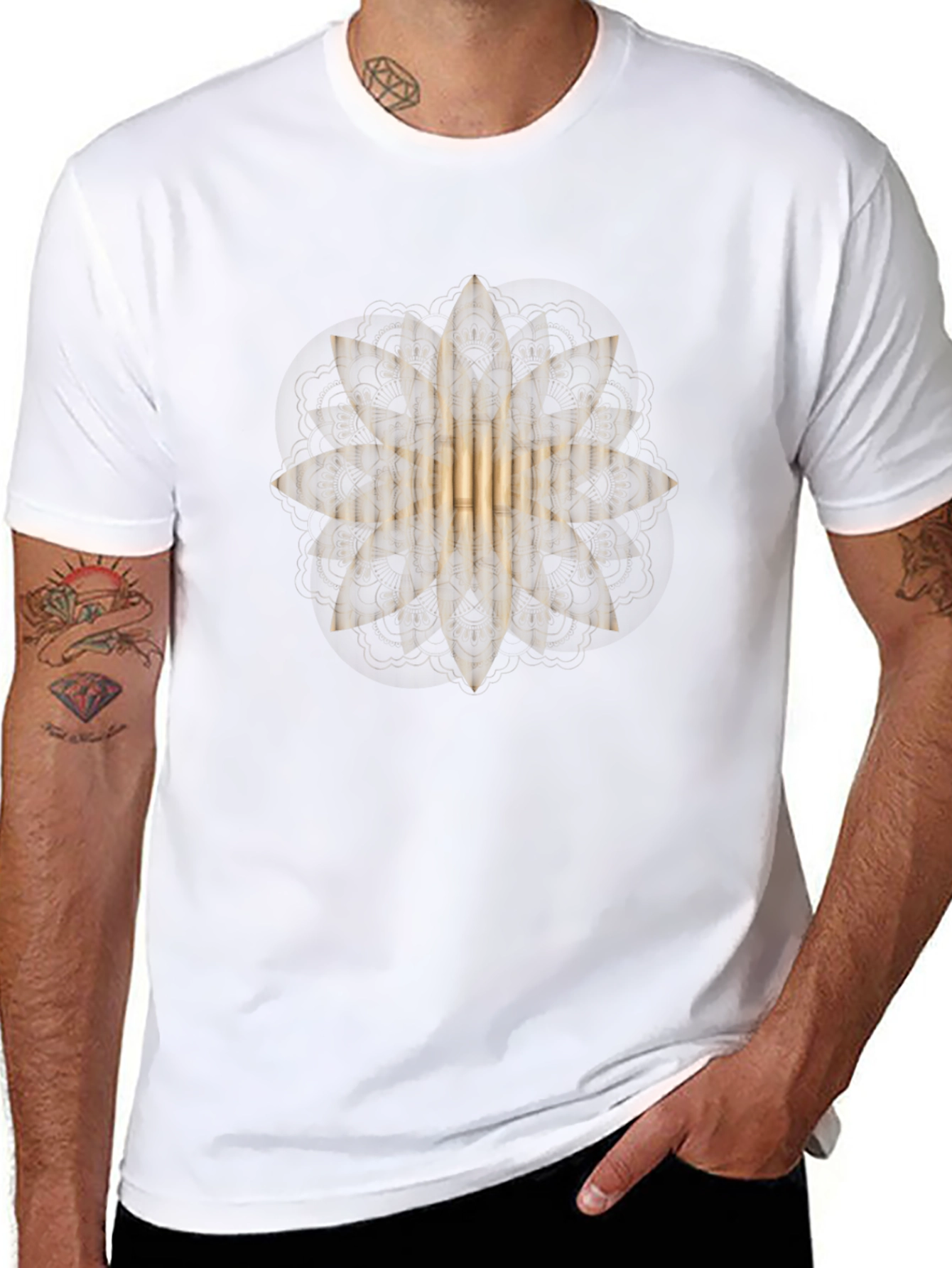 Golden Mandala Graphic Black T-Shirt