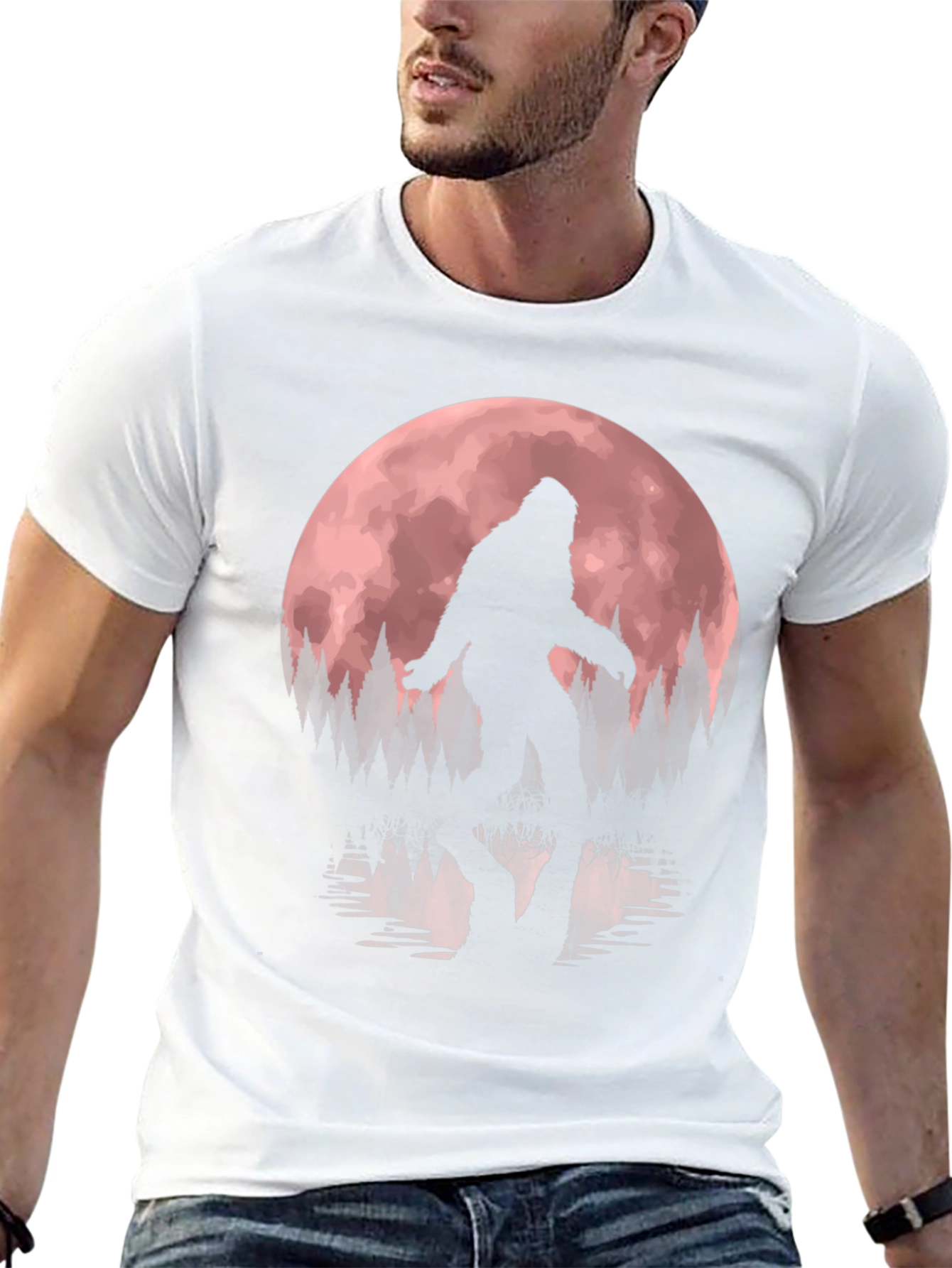 Bigfoot Moon Silhouette Graphic Tee