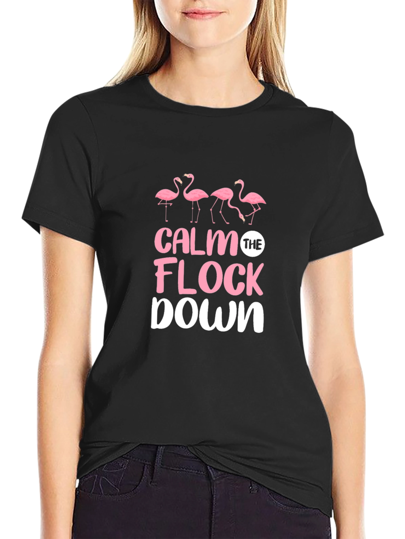 Calm The Flock Down Flamingo Graphic Tee