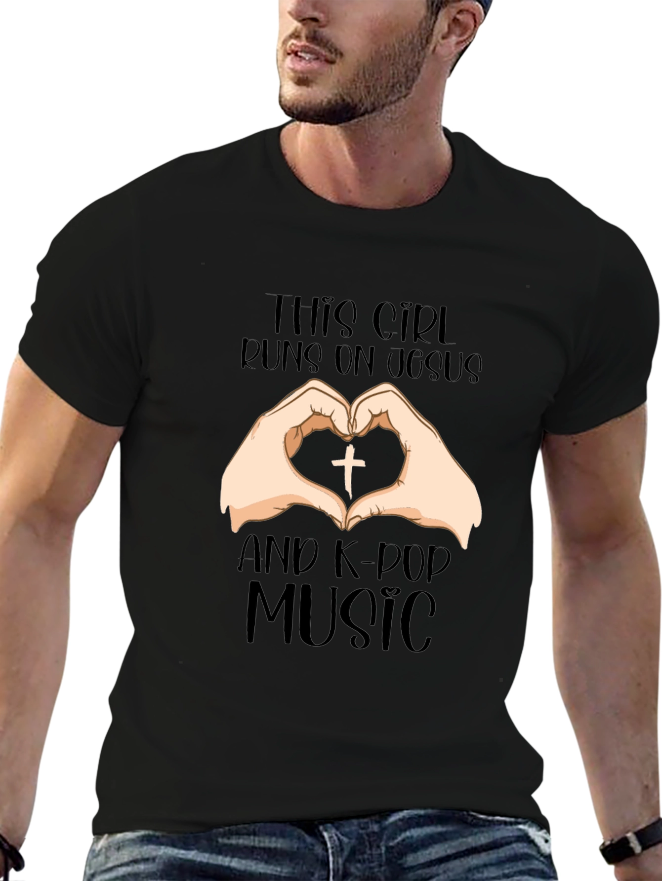 Girl Runs on Jesus & K-Pop Music T-Shirt