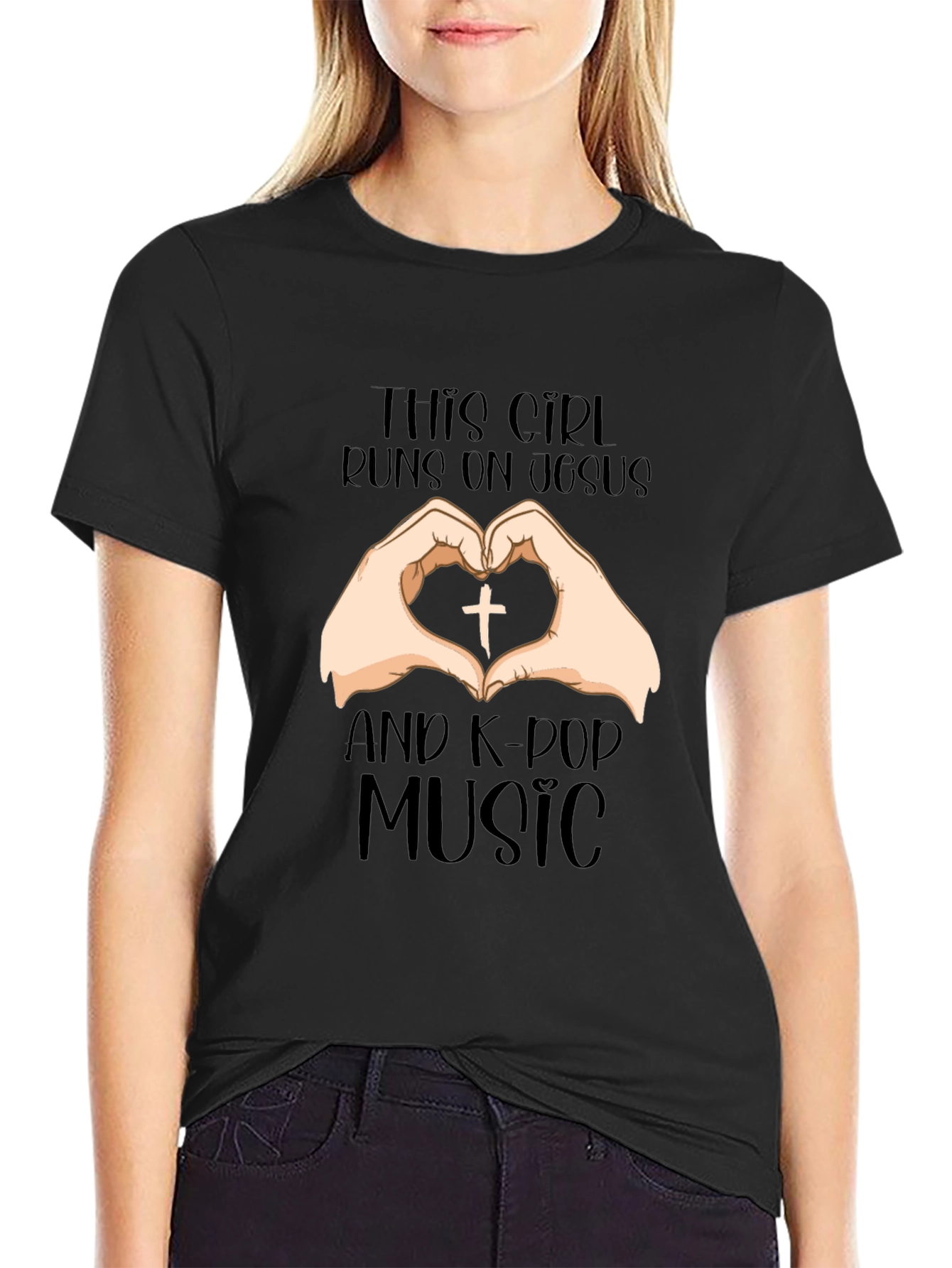 Girl Runs on Jesus & K-Pop Music T-Shirt
