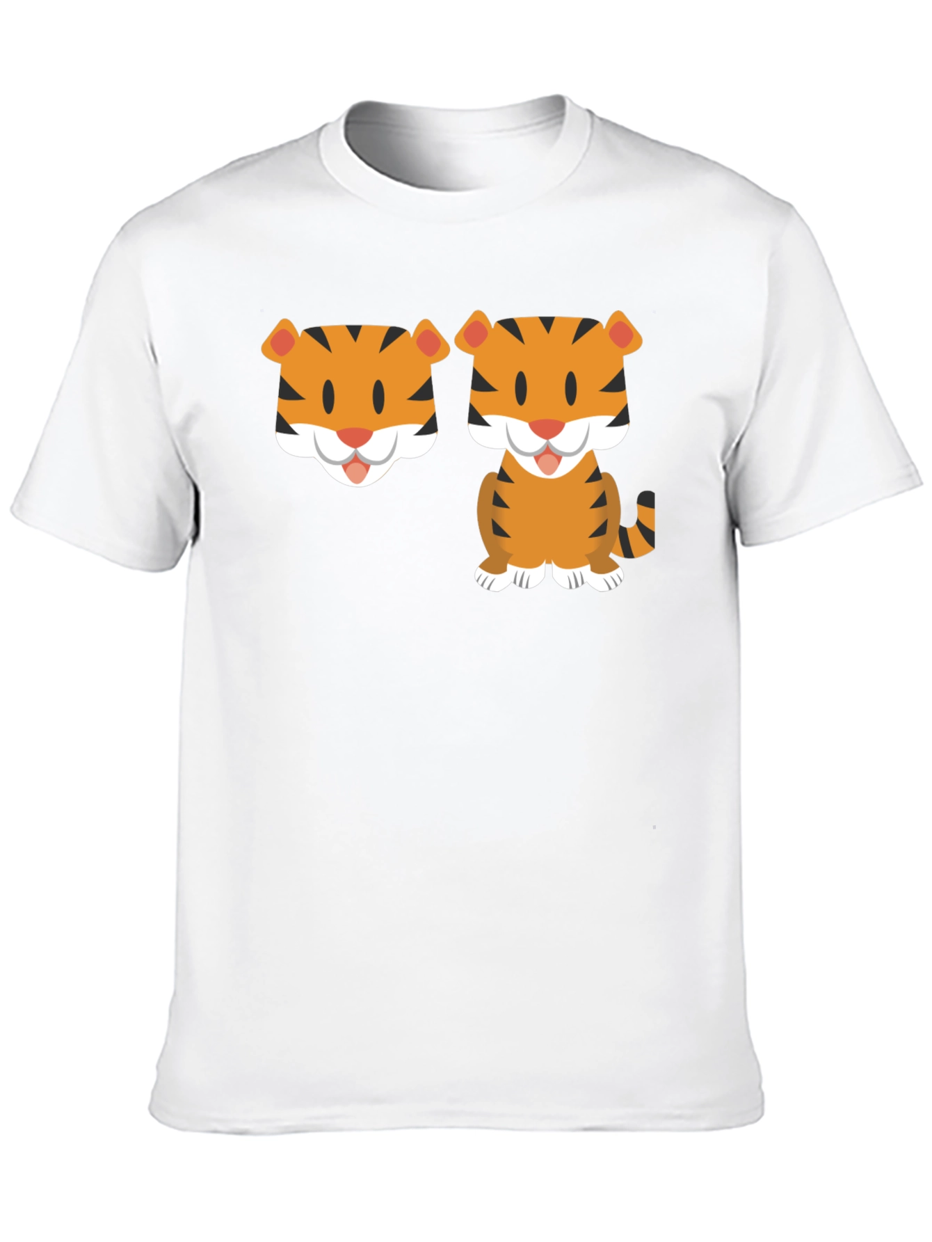 Cute Cartoon Tiger Graphic Tee - Black
