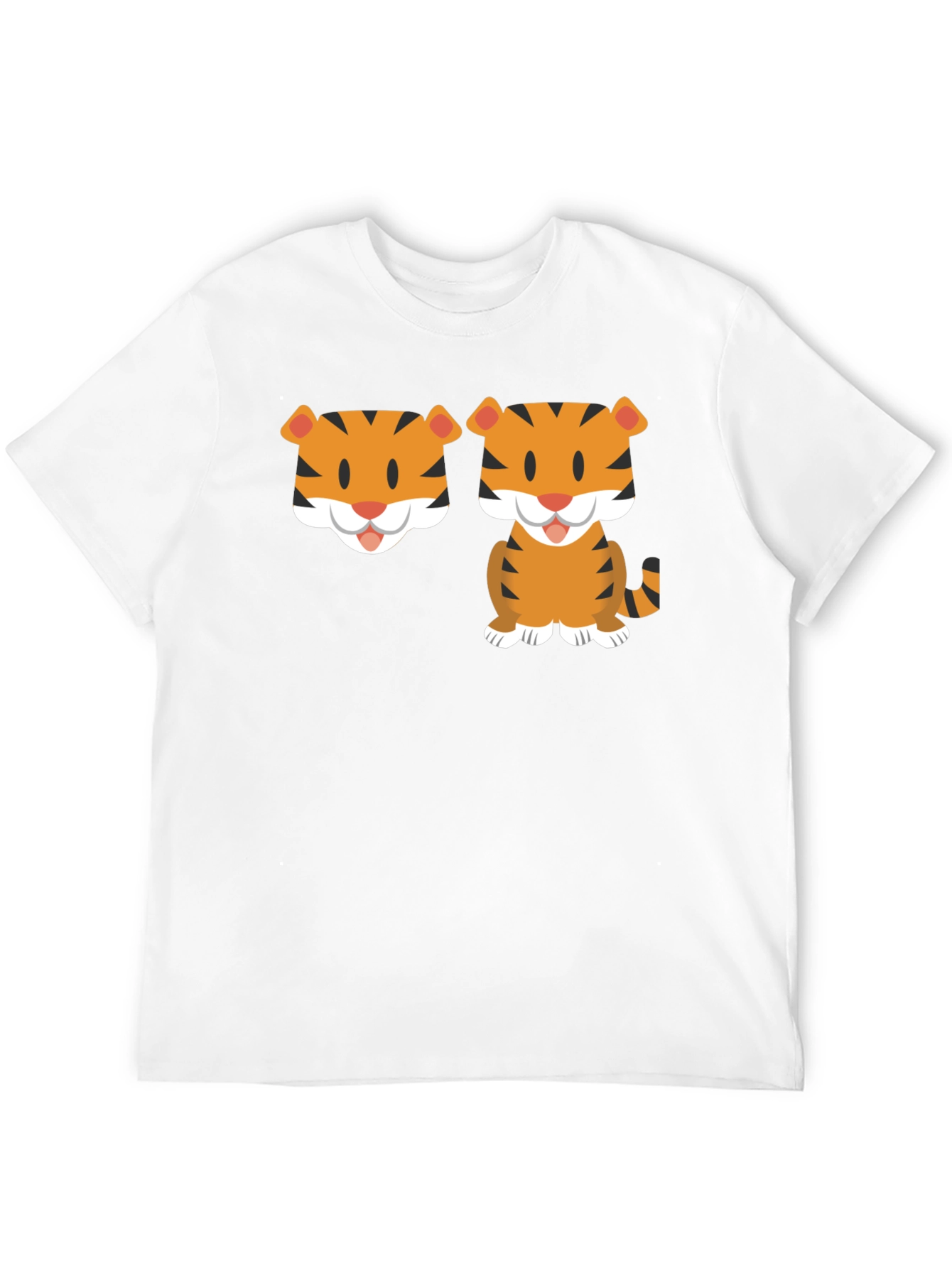Cute Cartoon Tiger Graphic Tee - Black