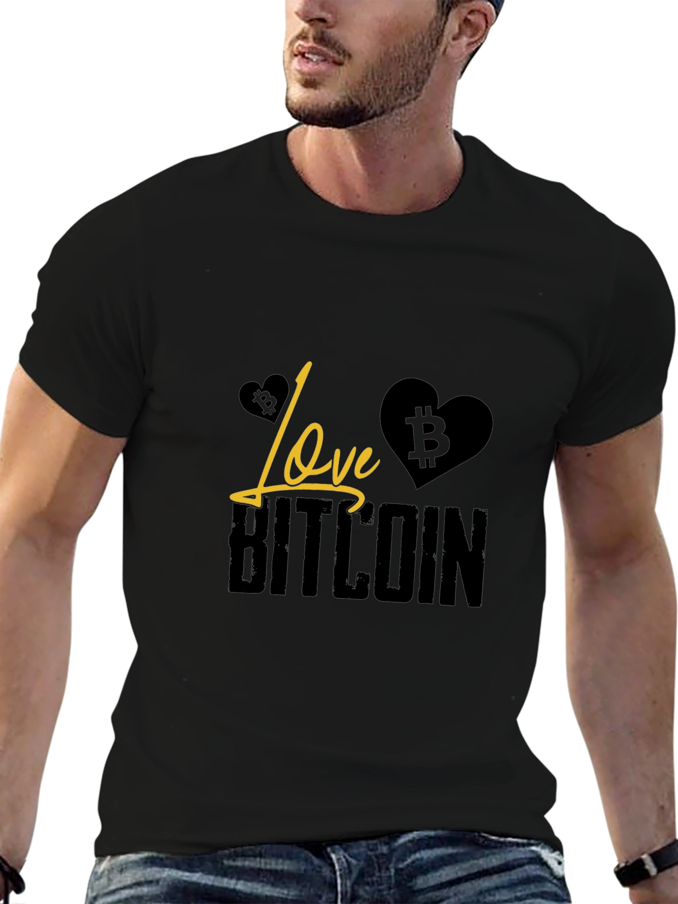 Love Bitcoin Black T-Shirt Crypto Currency Tee