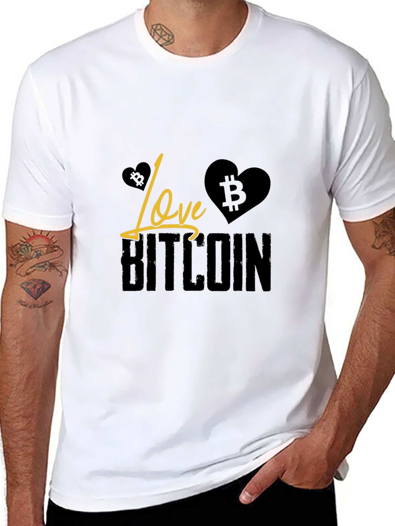 Love Bitcoin Black T-Shirt Crypto Currency Tee
