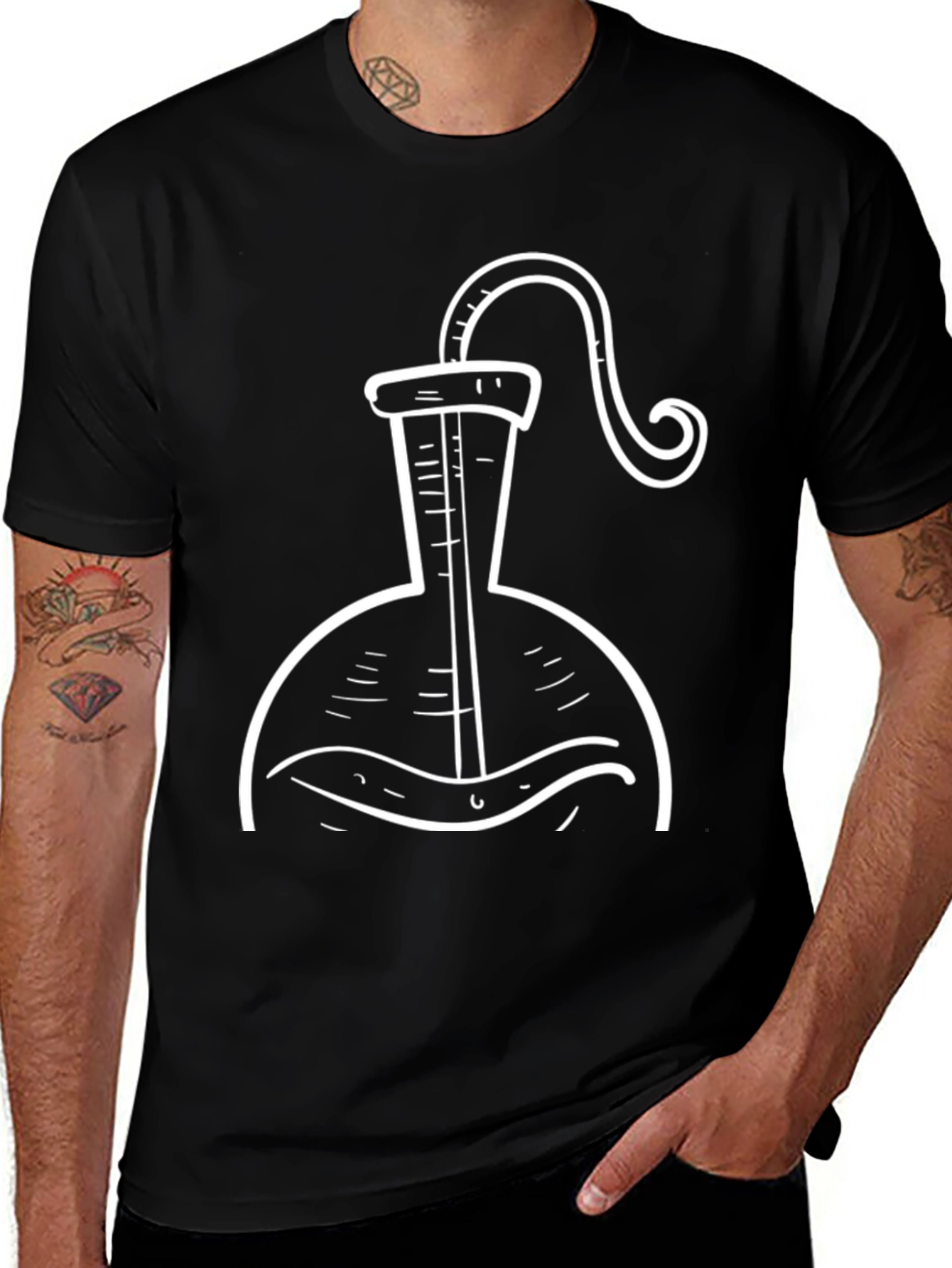 Science Flask Graphic Tee - Black Cotton T-Shirt