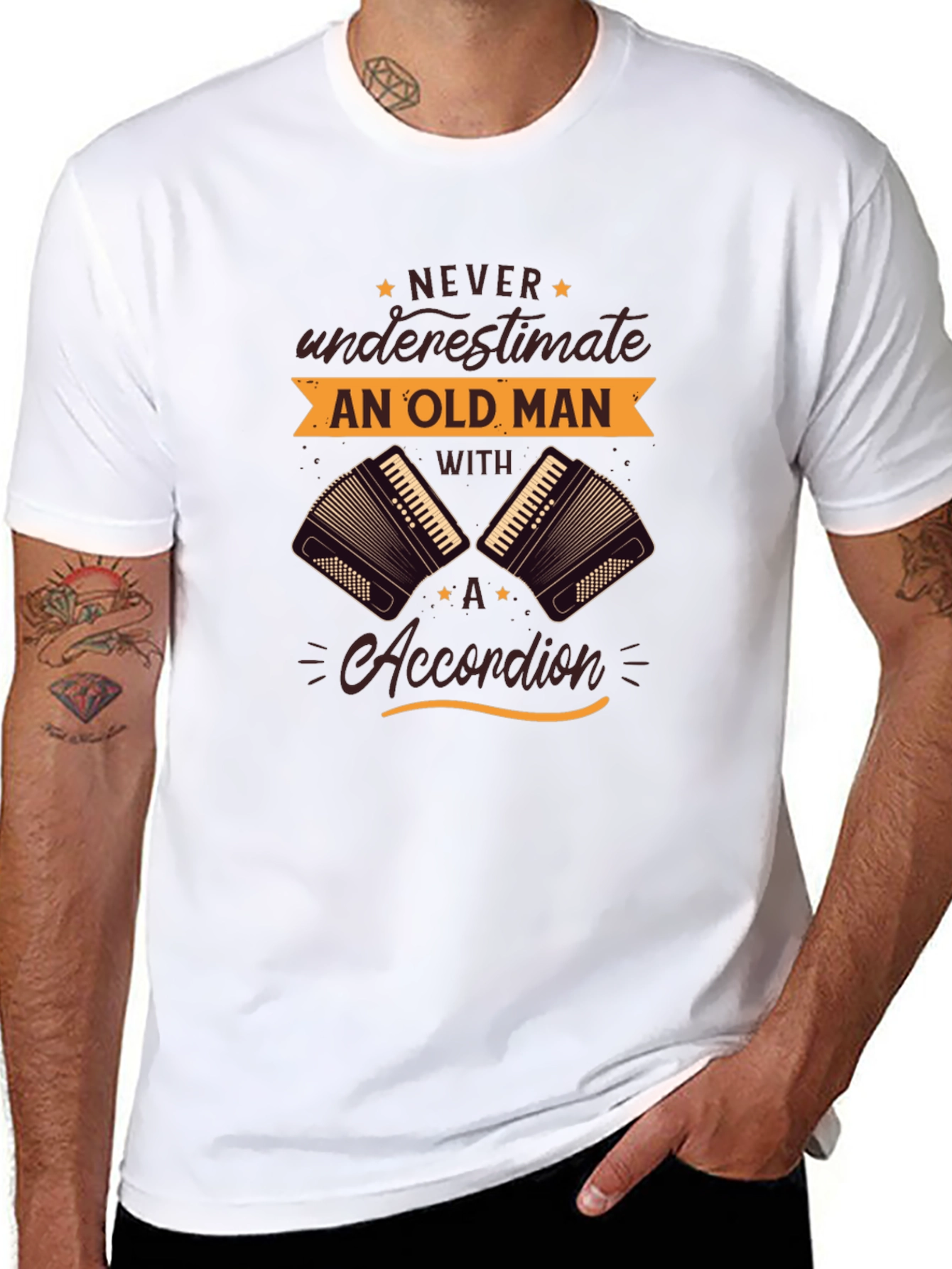 Never Underestimate Old Man Accordion T-Shirt