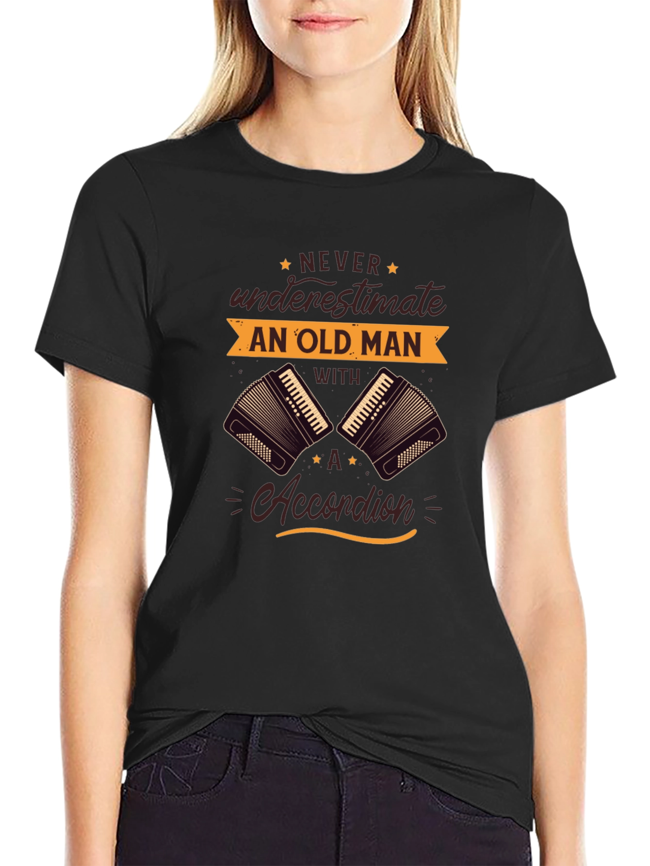 Never Underestimate Old Man Accordion T-Shirt