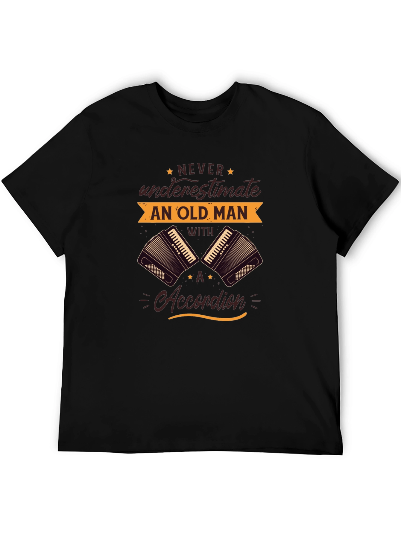 Never Underestimate Old Man Accordion T-Shirt