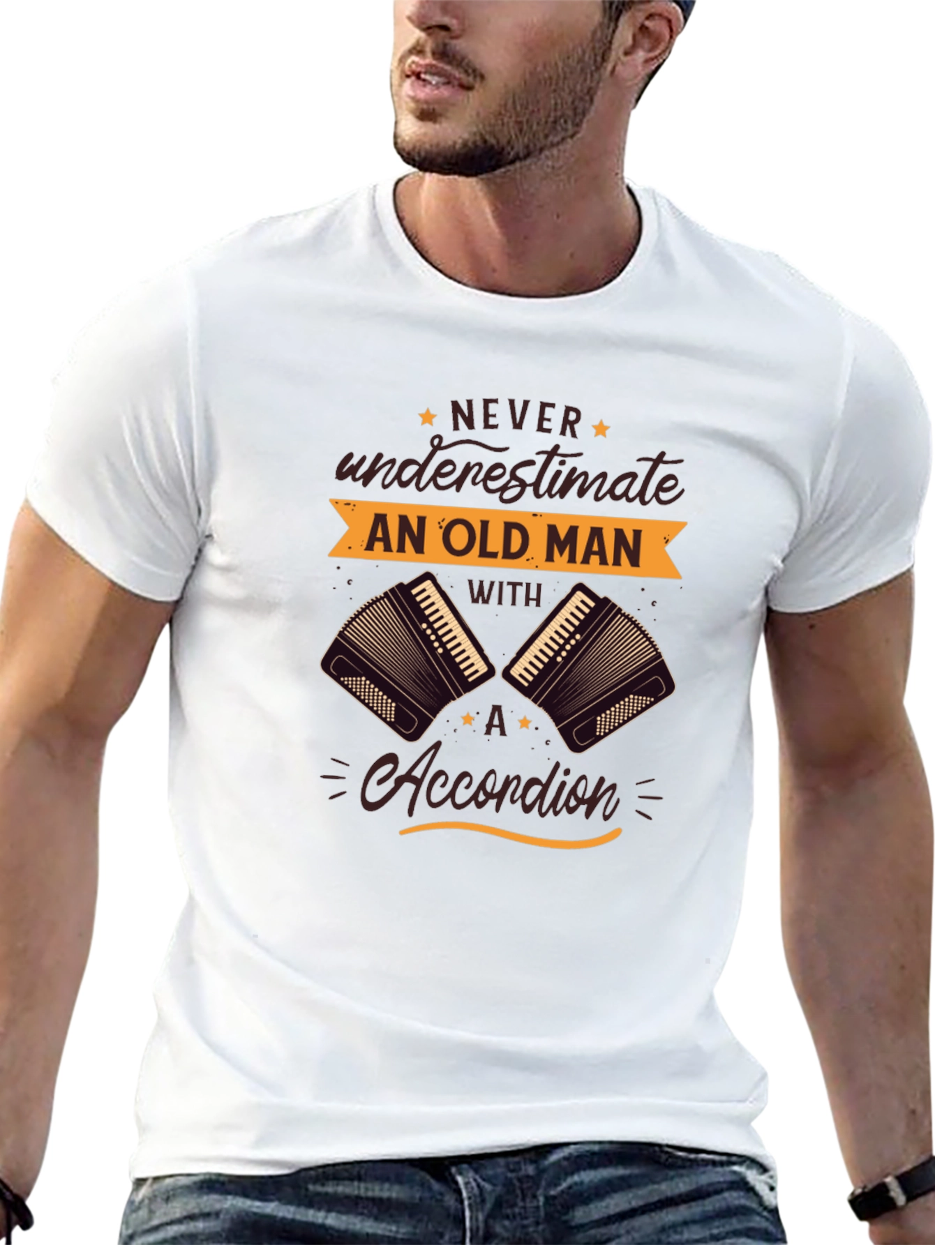 Never Underestimate Old Man Accordion T-Shirt