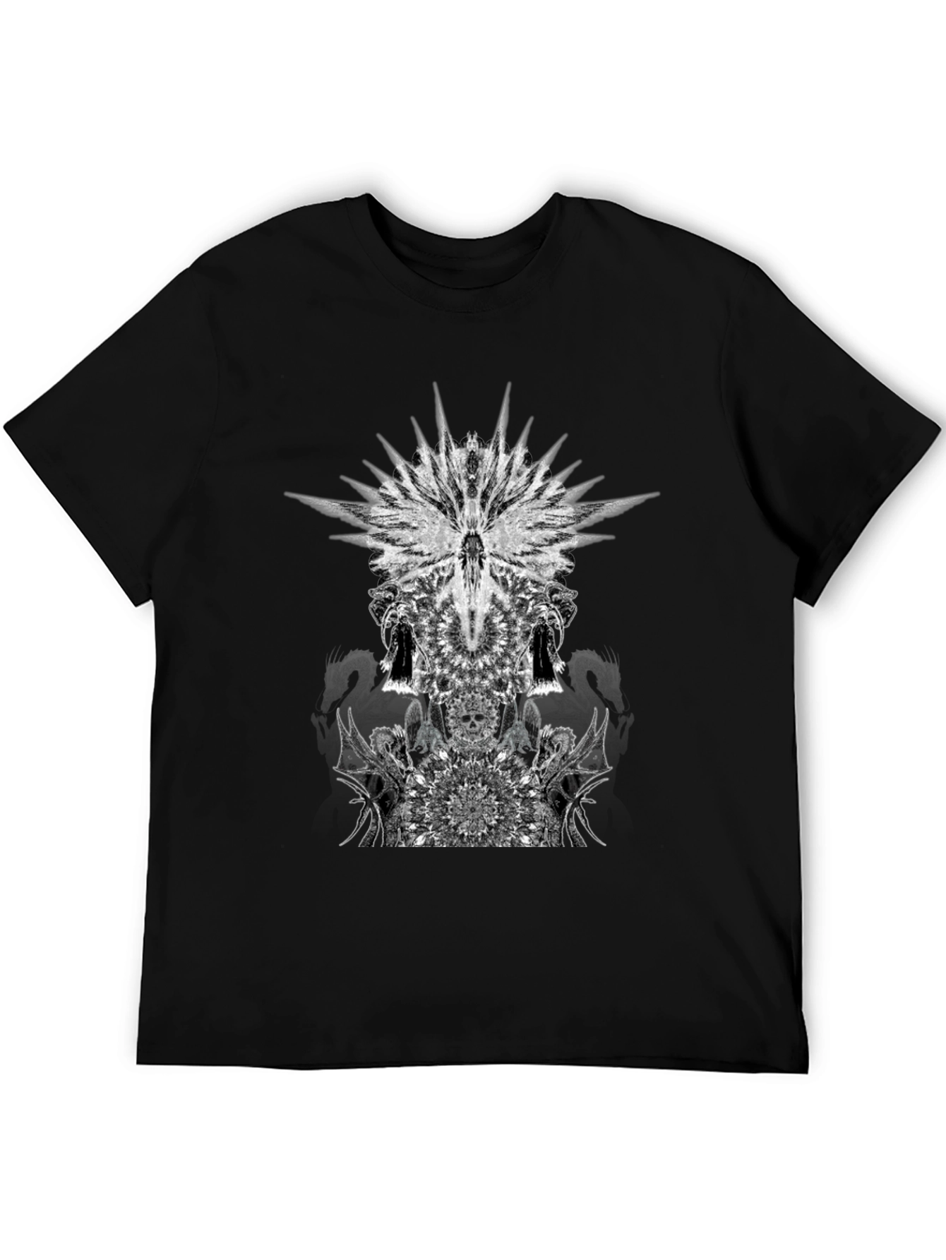 Black T-Shirt with Abstract Graphic Print