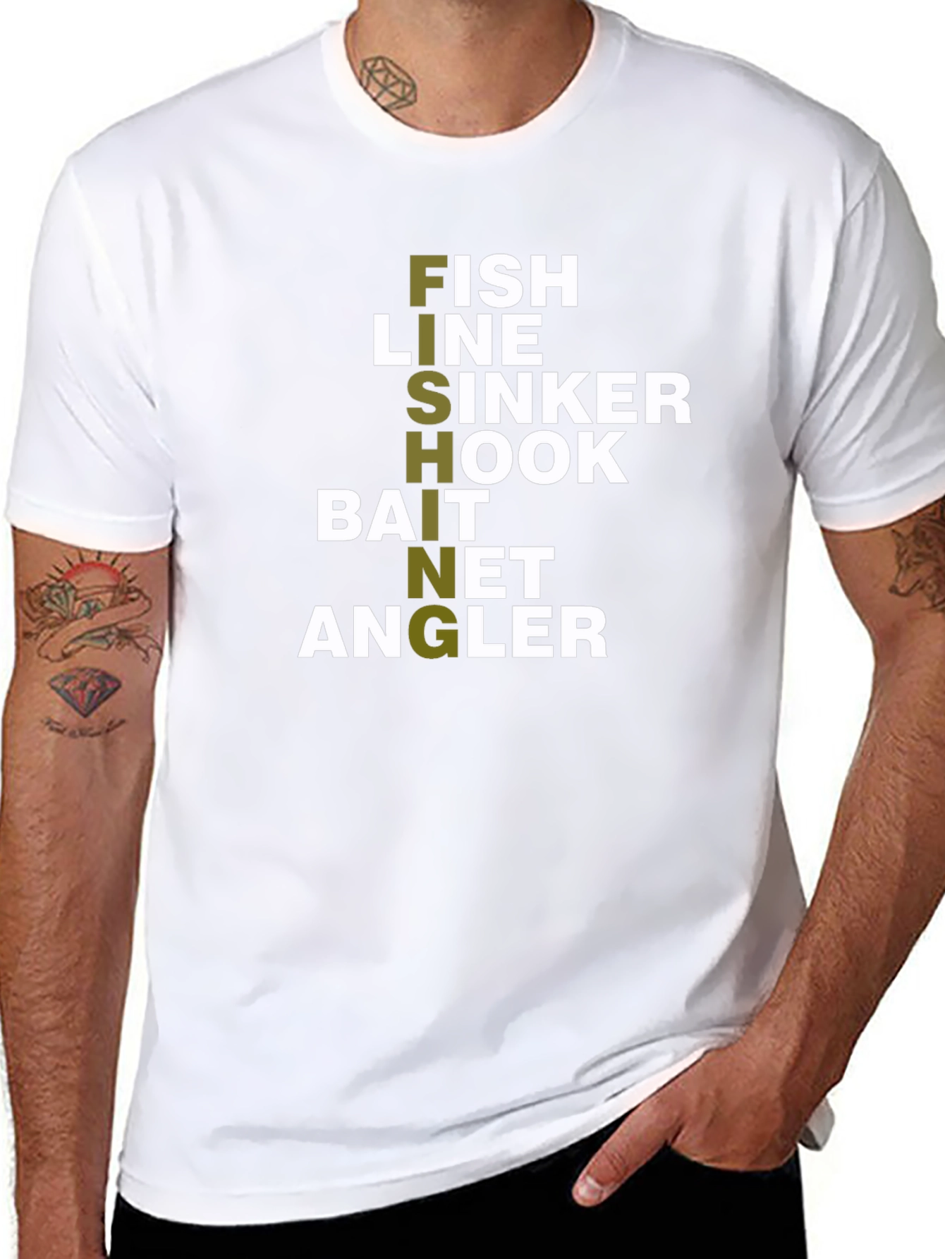 Fishing T-Shirt: Fish Hook Line Bait Angler Design