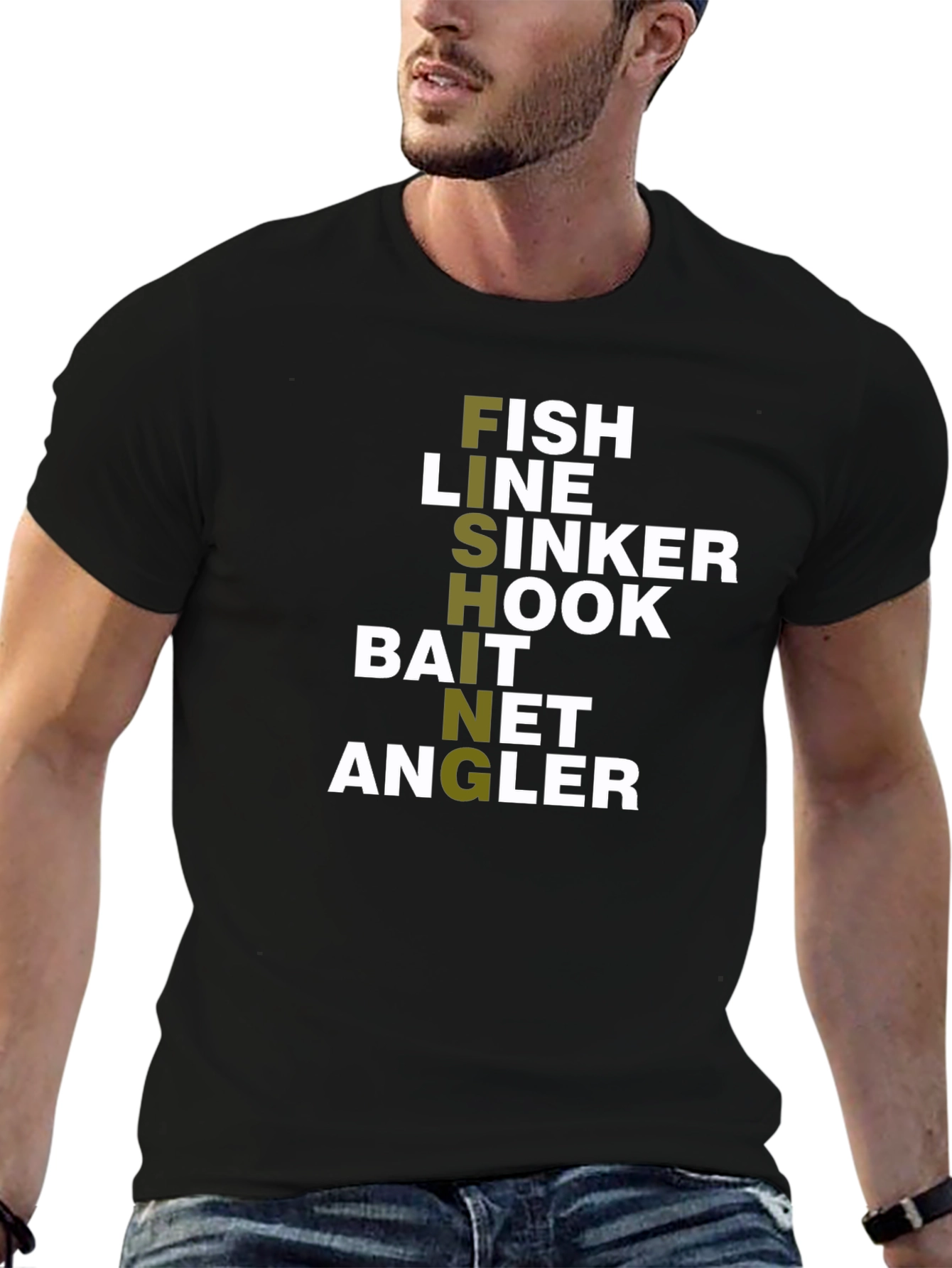 Fishing T-Shirt: Fish Hook Line Bait Angler Design