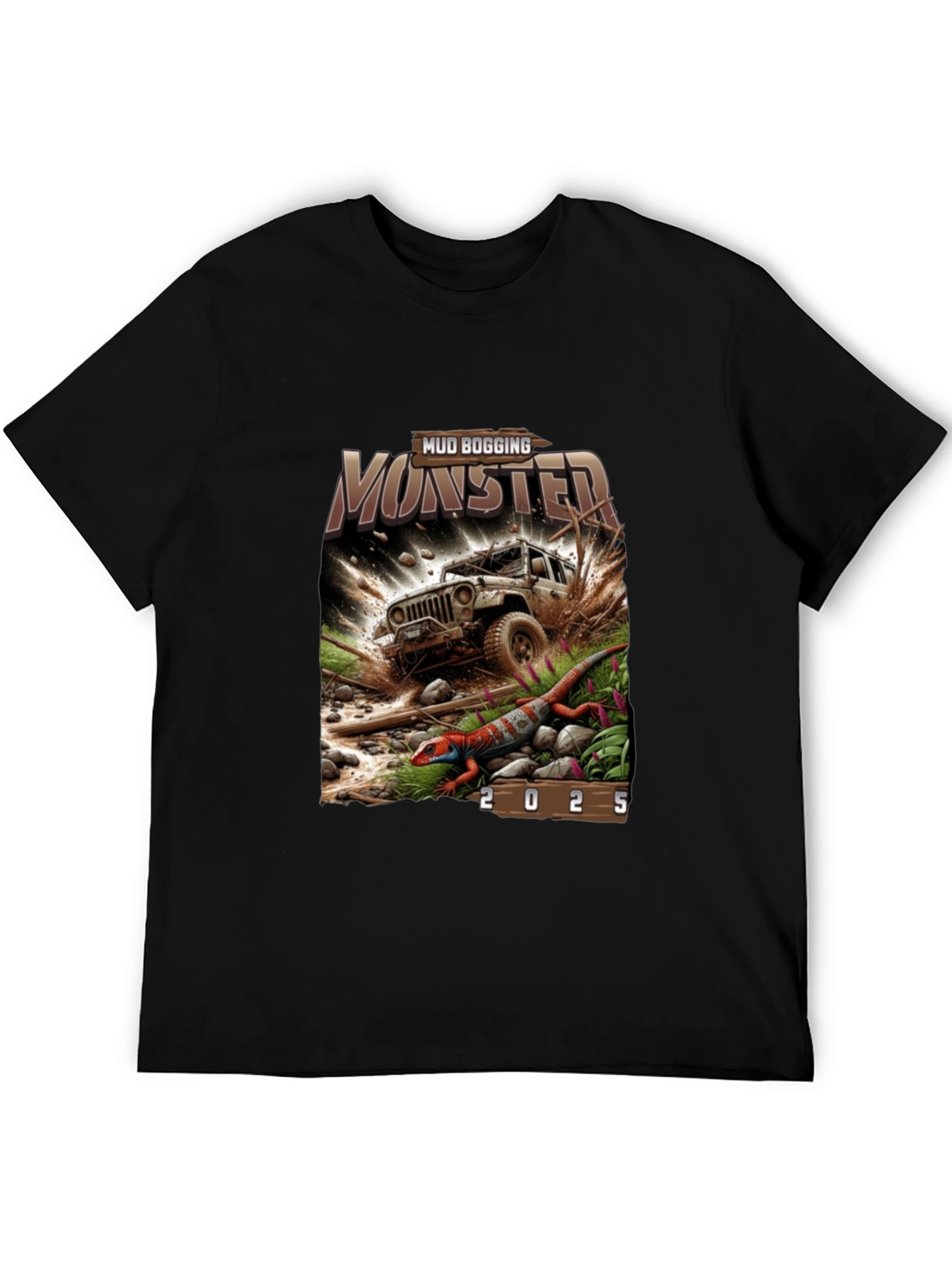 Mud Bogging Monster 2025 Black T-Shirt