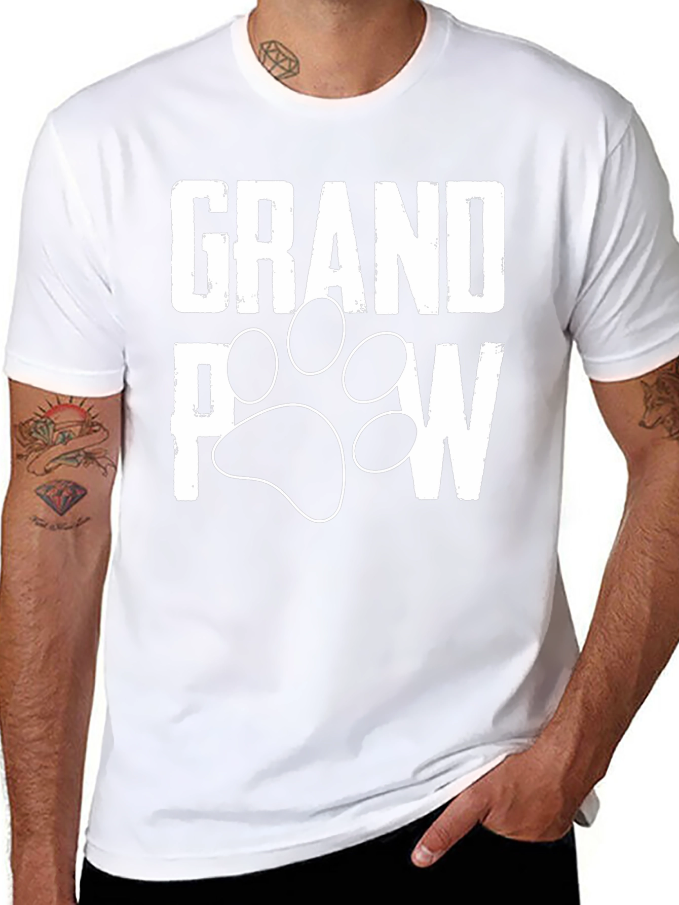 Grandpaw Dog Paw Print T-Shirt - Black