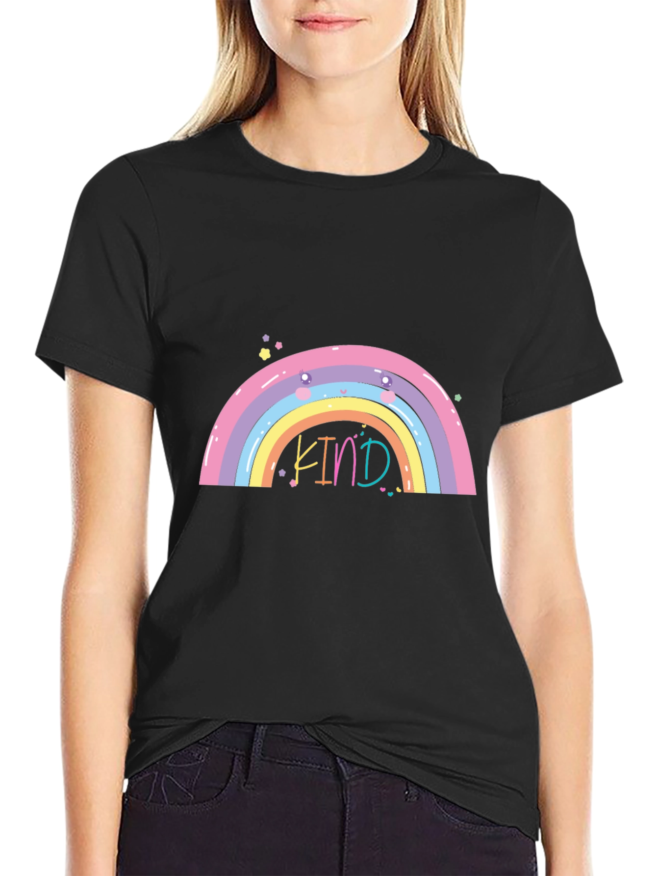 Kind Rainbow Graphic Tee - Black Casual T-Shirt