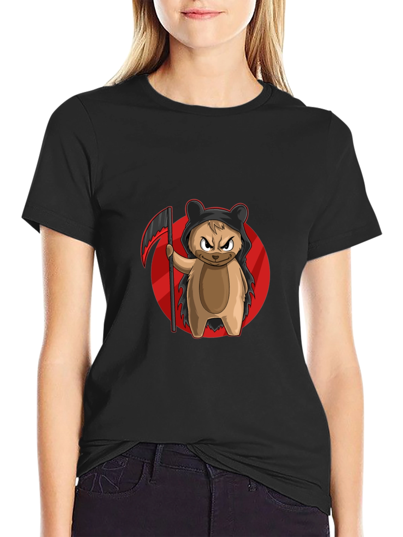 Grim Reaper Bear T-Shirt - Cool Cartoon Graphic Tee