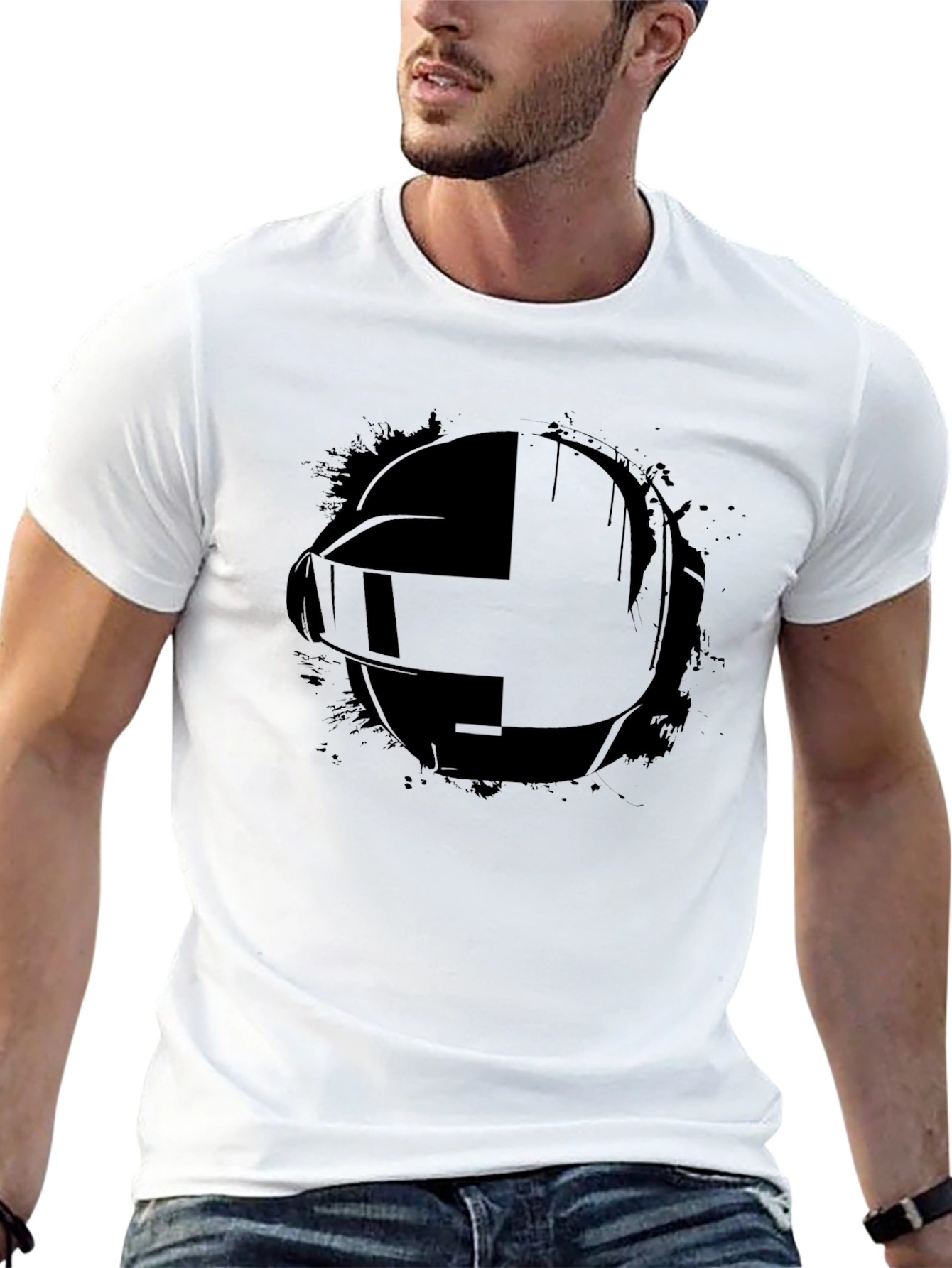 Daft Punk Style Black Graphic Tee