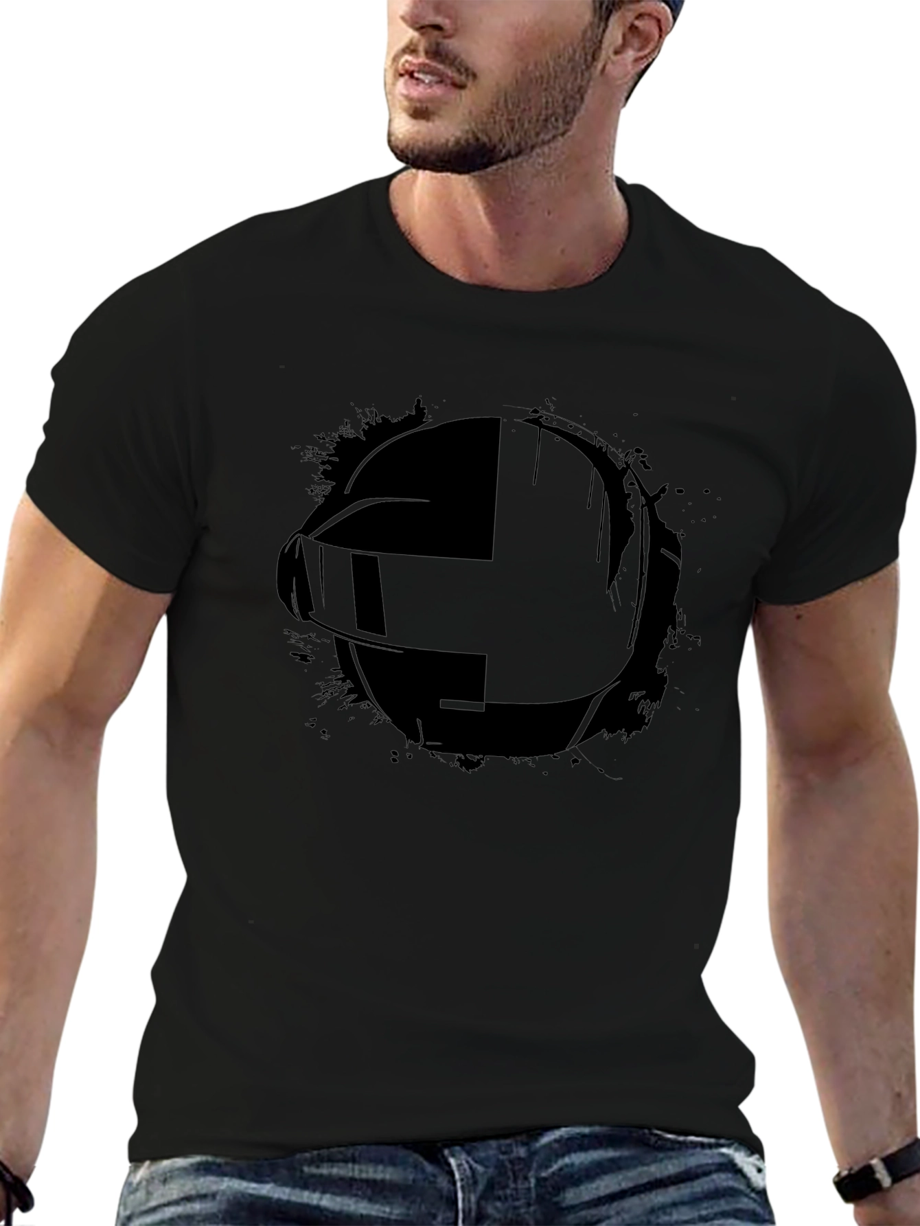 Daft Punk Style Black Graphic Tee
