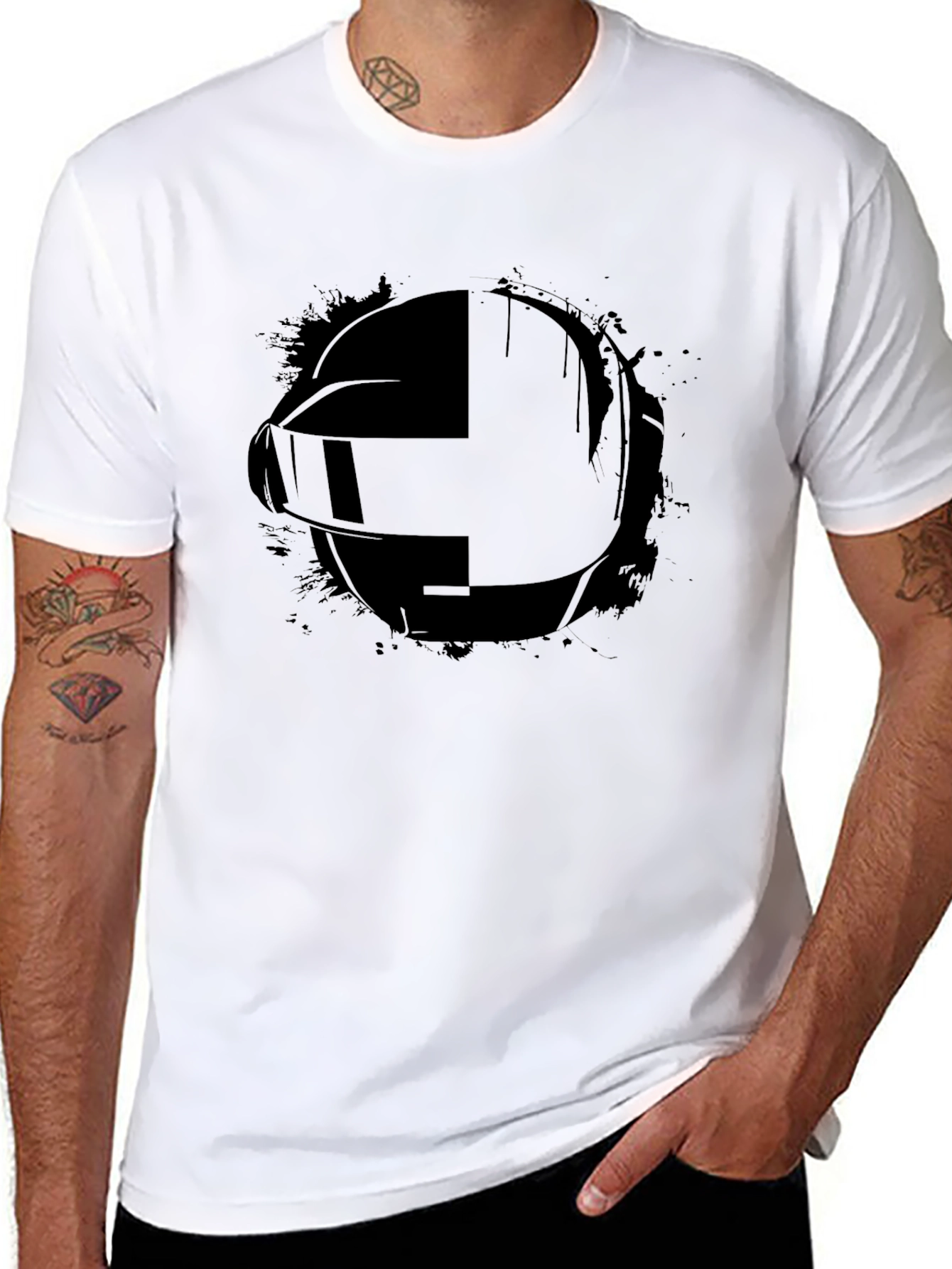 Daft Punk Style Black Graphic Tee