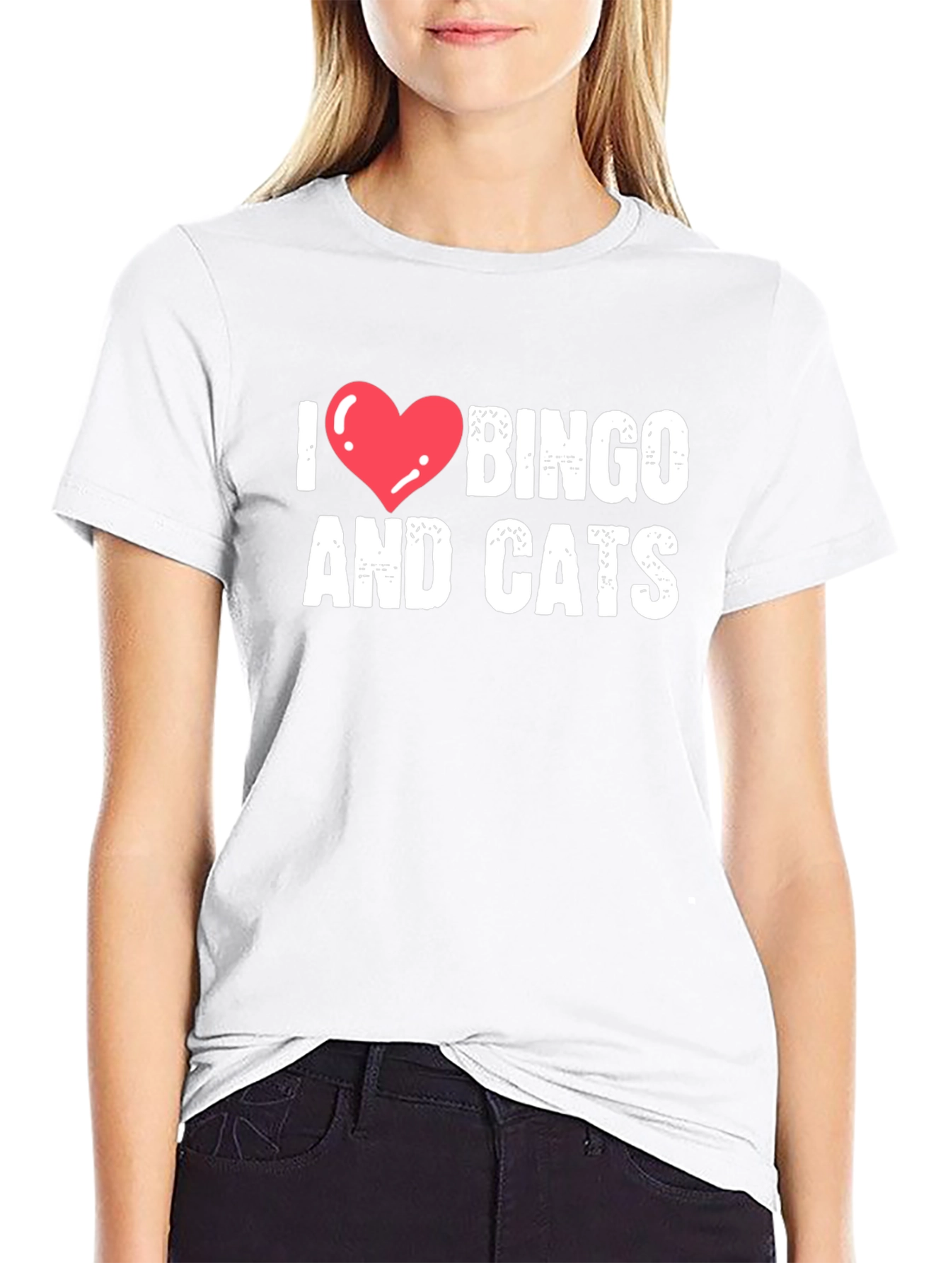 I Heart Bingo and Cats Black T-Shirt