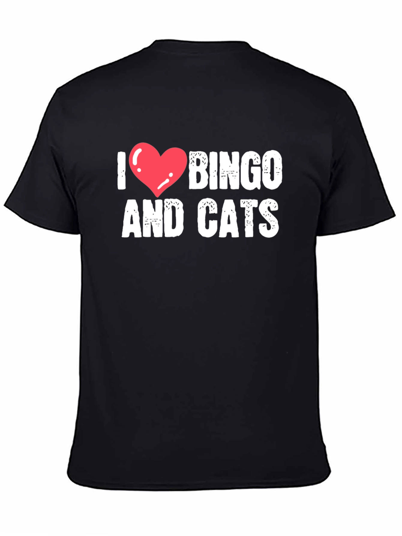 I Heart Bingo and Cats Black T-Shirt