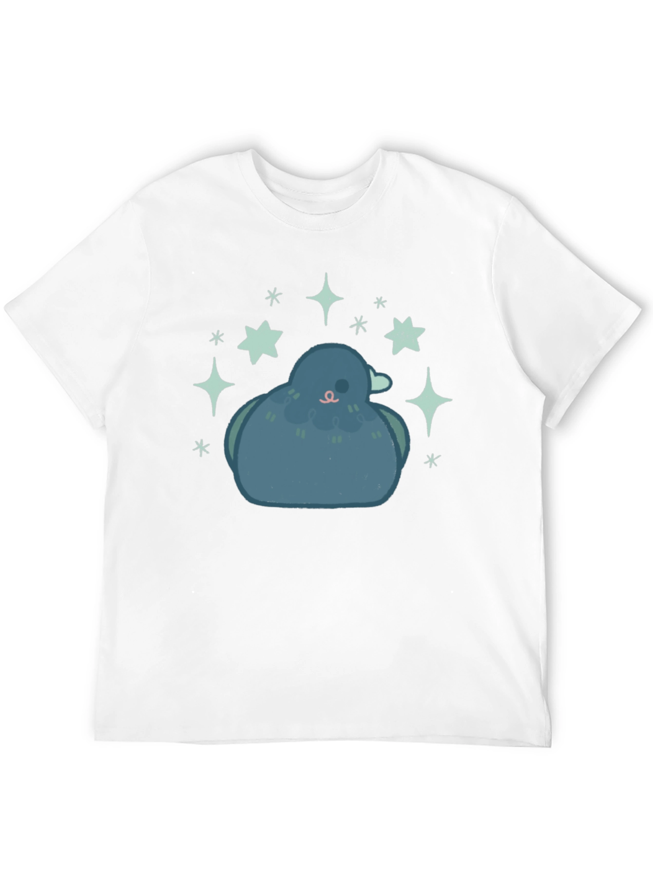 Pigeon Starry Tee - Cute Bird Graphic Black T-Shirt