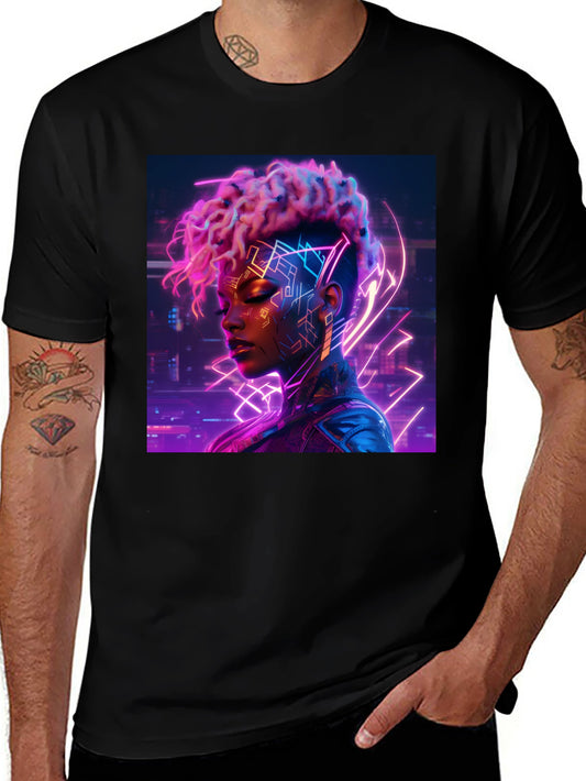 Cyberpunk Woman Black T-Shirt